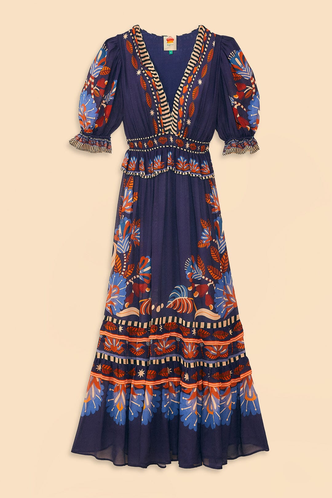 Blue short hotsell sleeve maxi dress