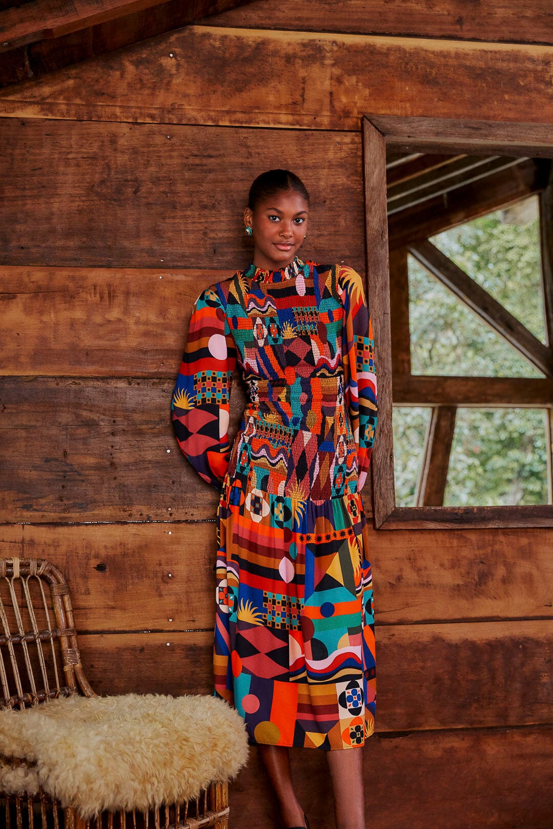 Multicolor Tropical Shapes Midi Dress – FARM Rio