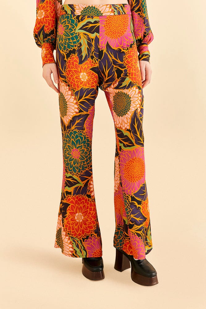 Multicolor Vintage Garden Satin Flare Pants – FARM Rio