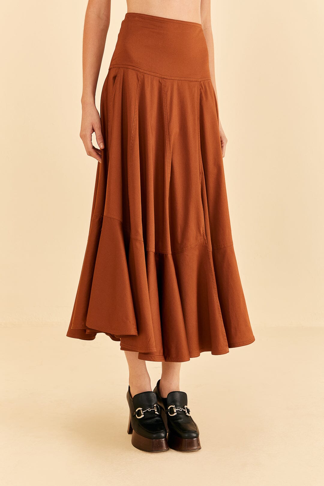 Caramel Ruffle Maxi Skirt