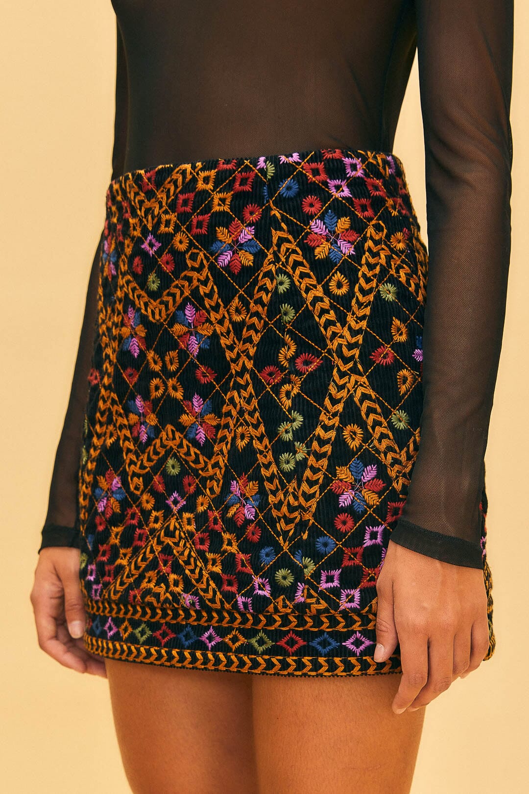 Embroidered shop in skirt