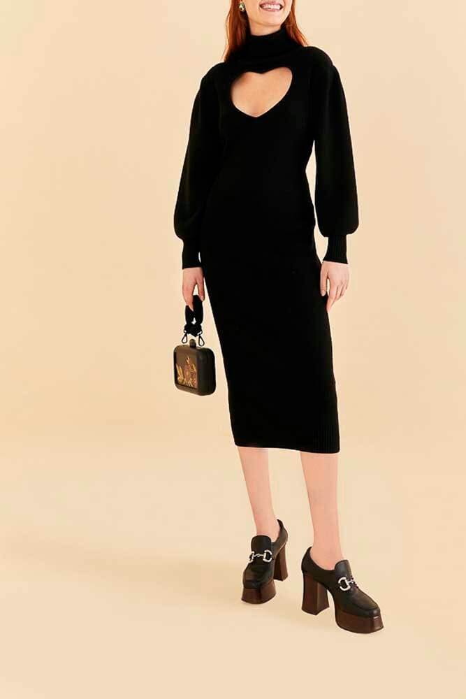 Black Heart Neckline Knit Dress