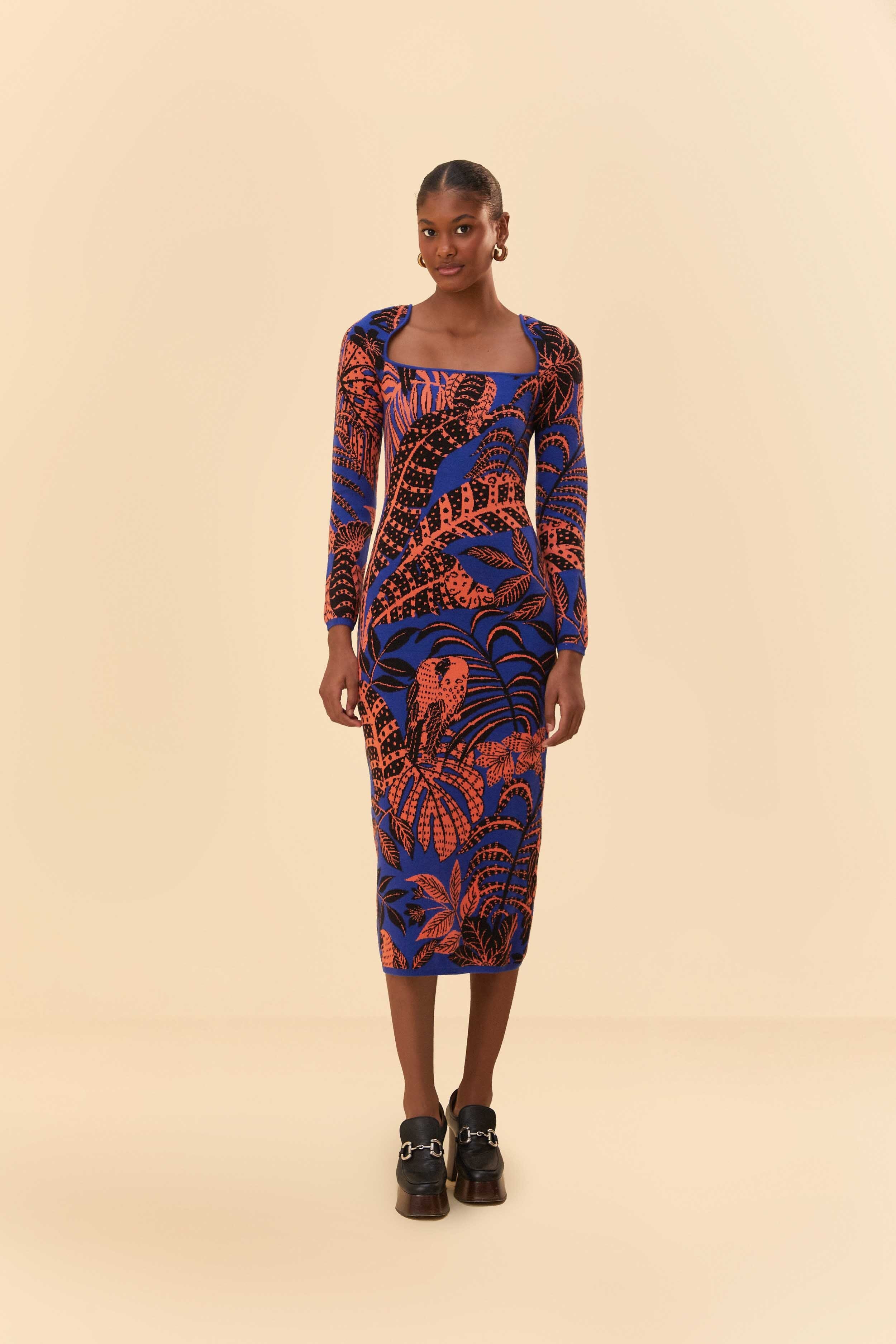 Tropical long 2025 sleeve dress