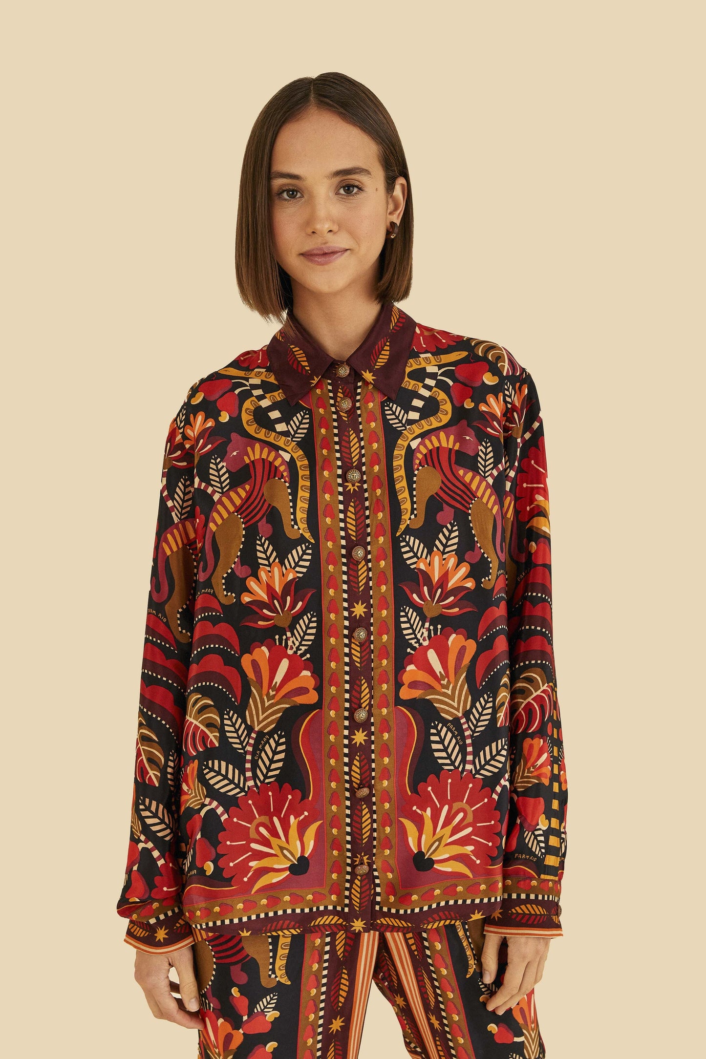 Red Nature Beauty Scarf Shirt