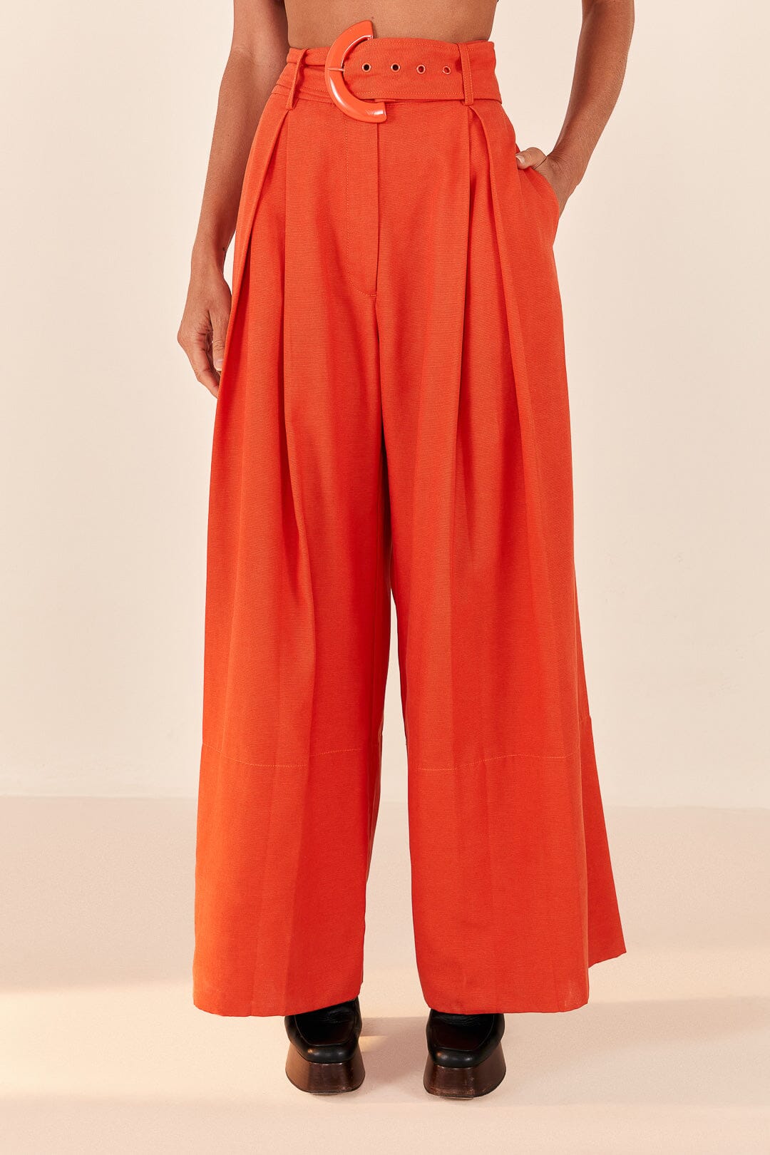 Burnt orange wide leg trousers – Plush Boutique