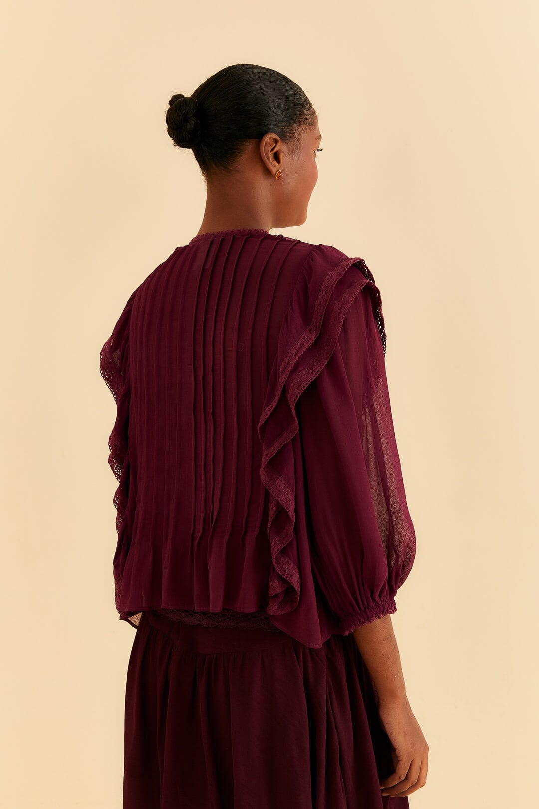 Burgundy Ruffle Blouse – FARM Rio