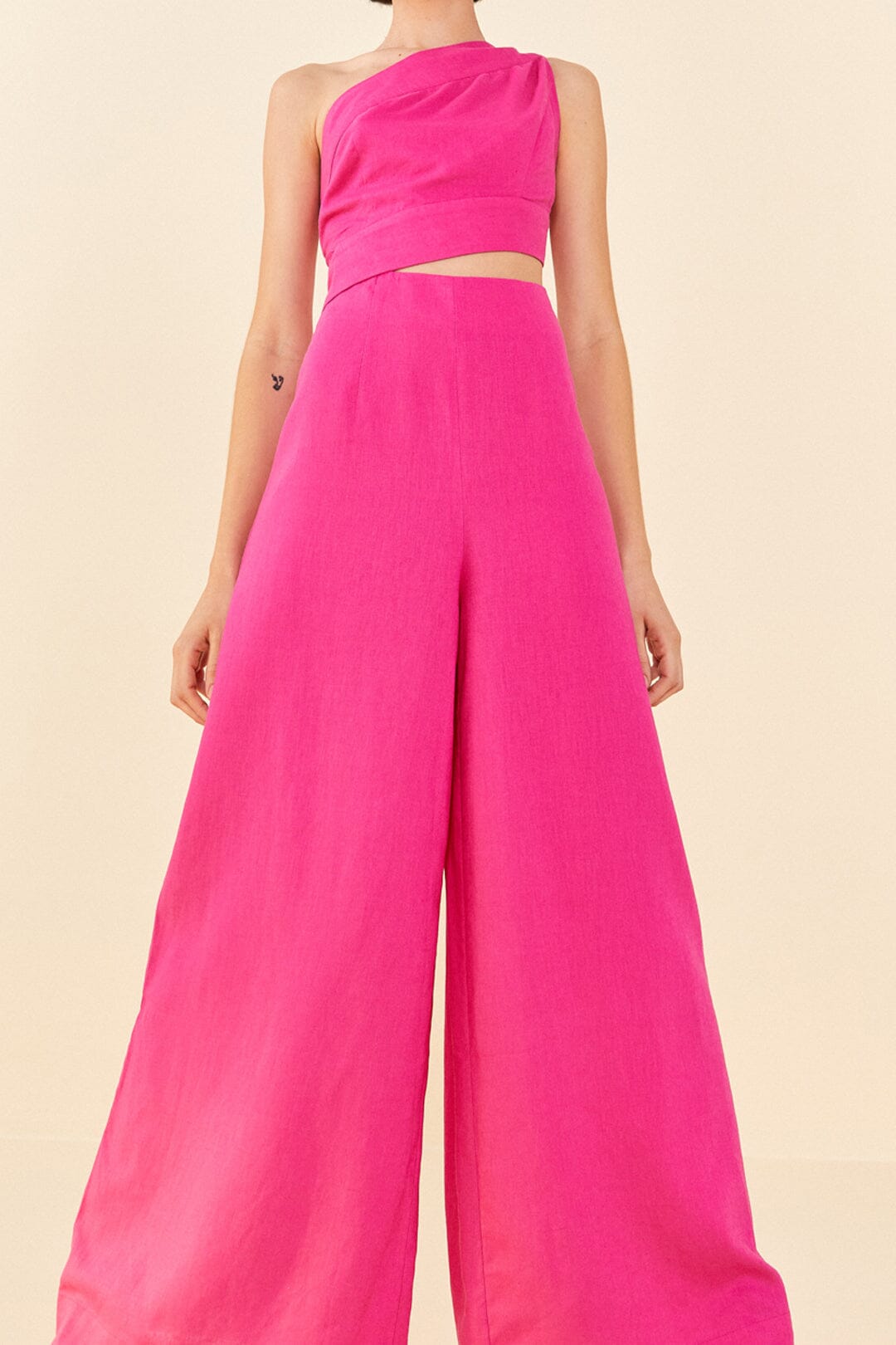 Pink One Shoulder Jumpsuit