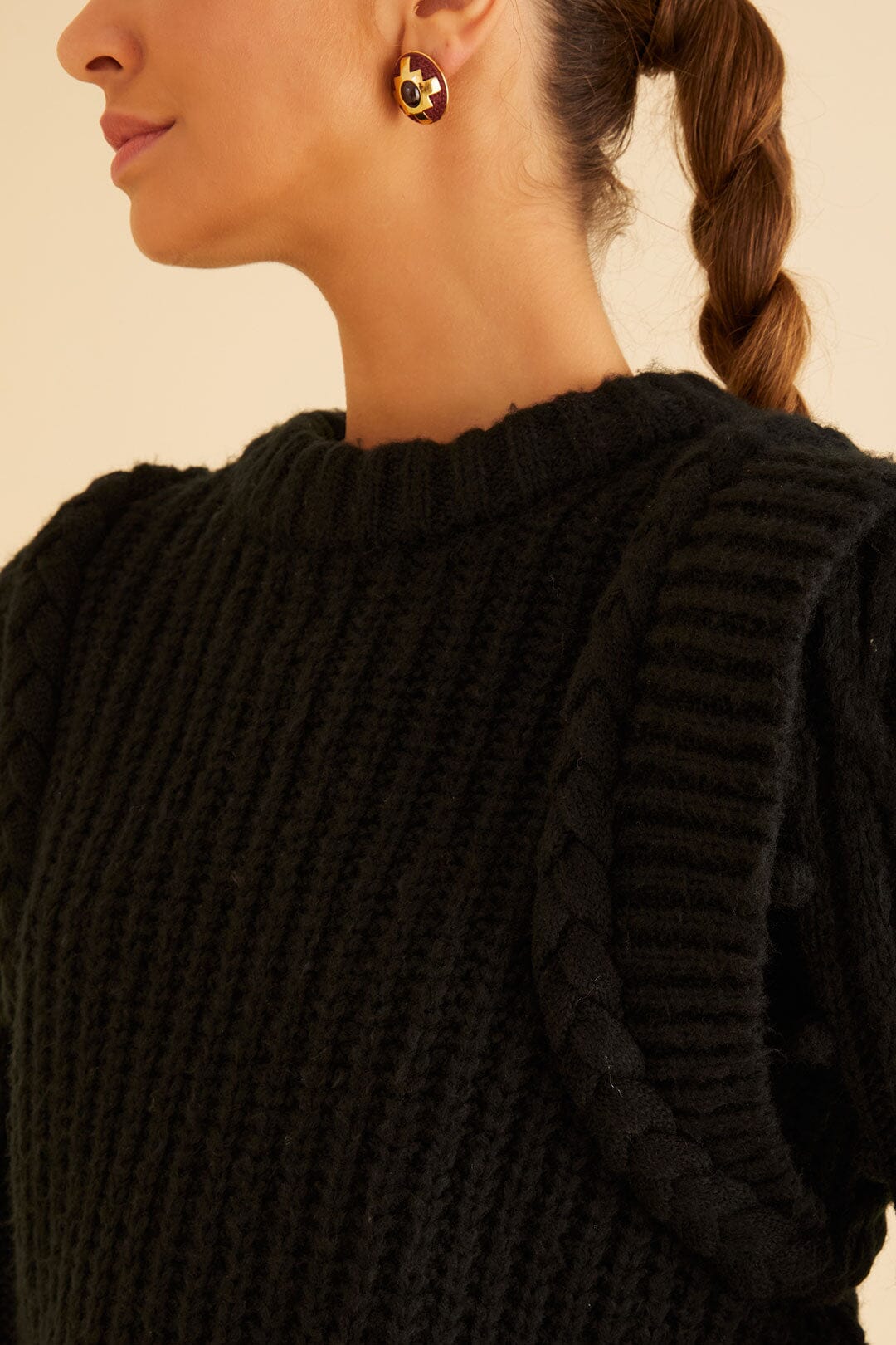 Black Braided Sweater