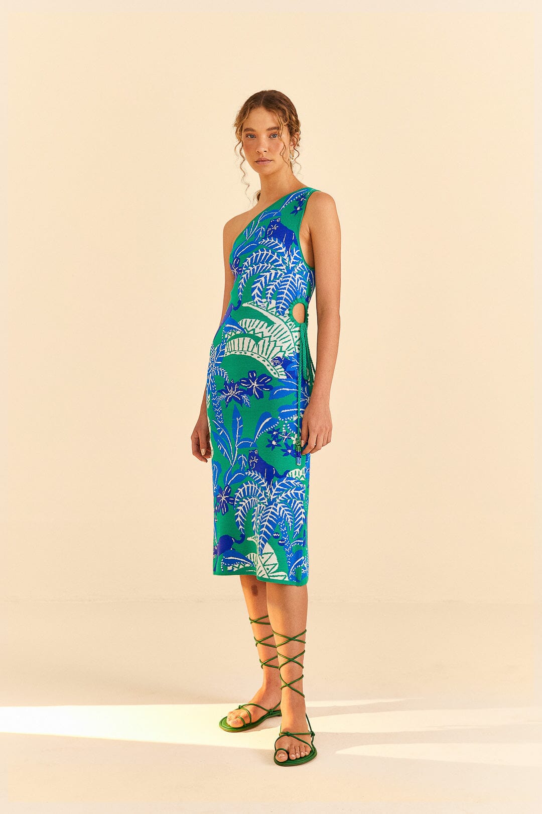 Green Jungle Panther Knit Dress