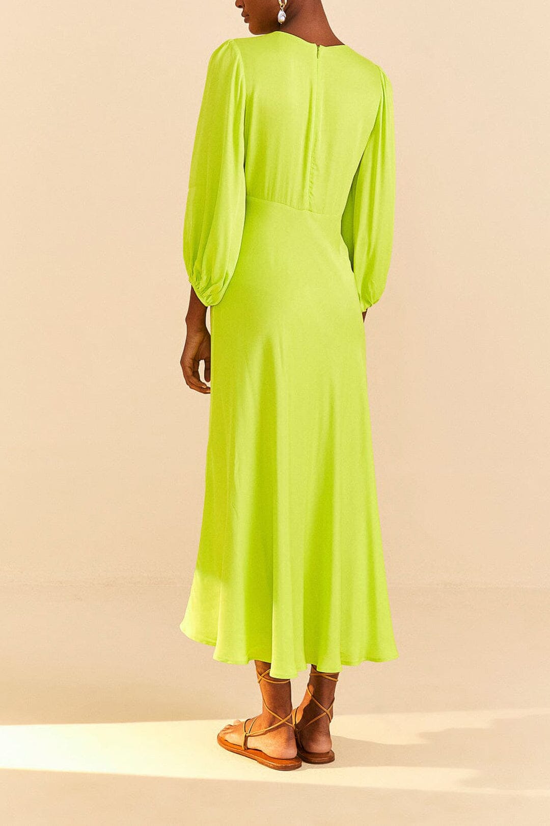 Lime Circle Cut Out Lenzing™ Ecovero™ Viscose Midi Dress