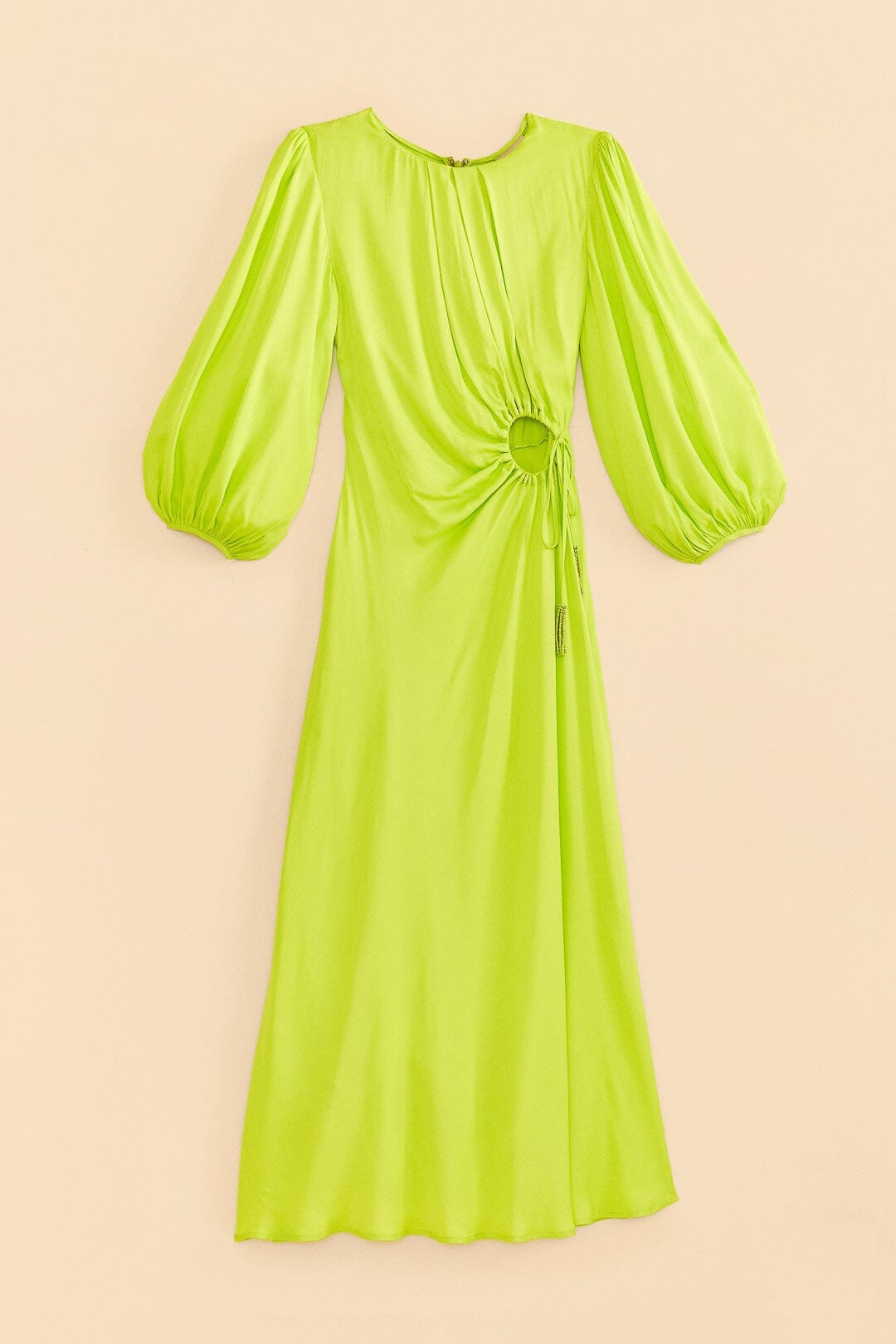 Lime Circle Cut Out Lenzing™ Ecovero™ Viscose Midi Dress