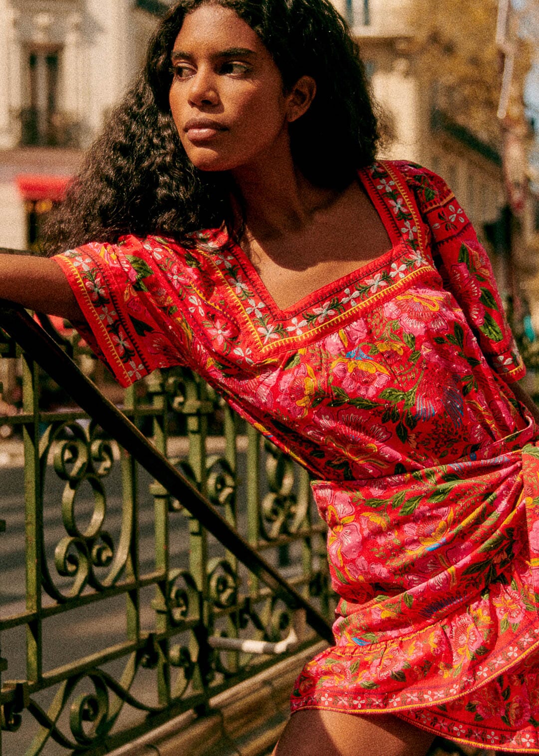 Macaw Flowers Red Candice Blouse