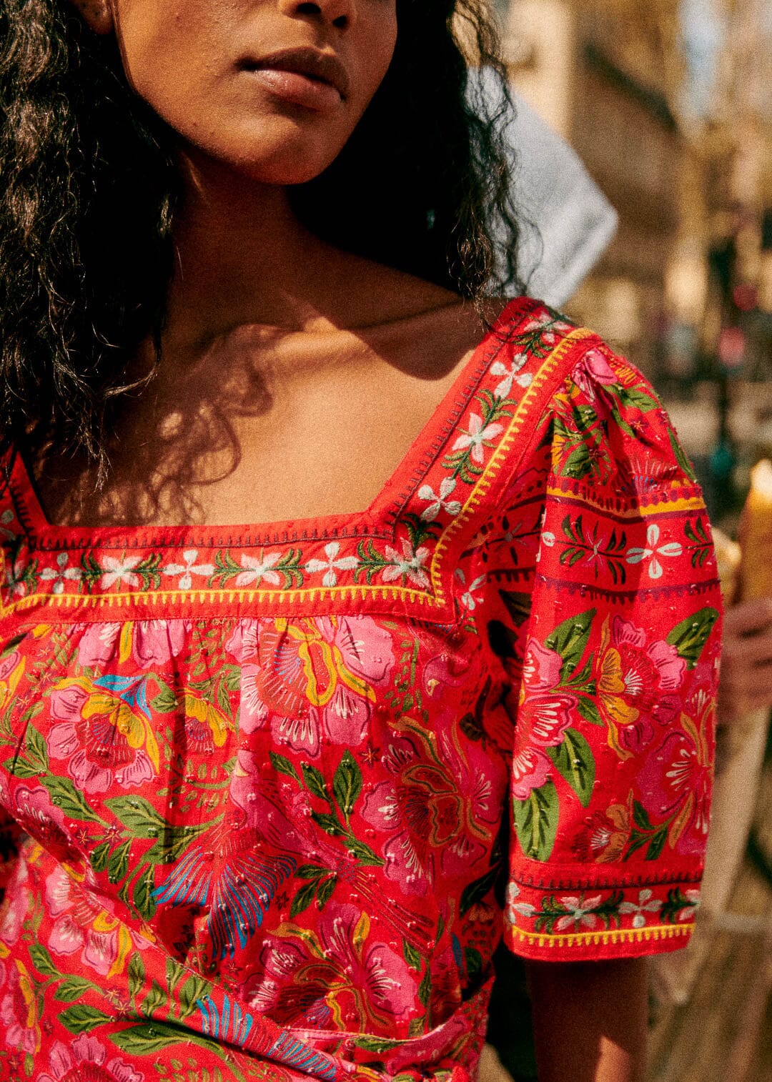 Macaw Flowers Red Candice Blouse