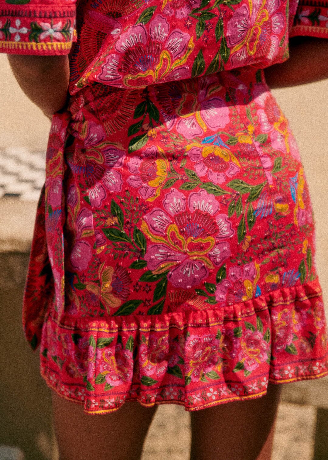 Macaw Flowers Red Camila Skirt