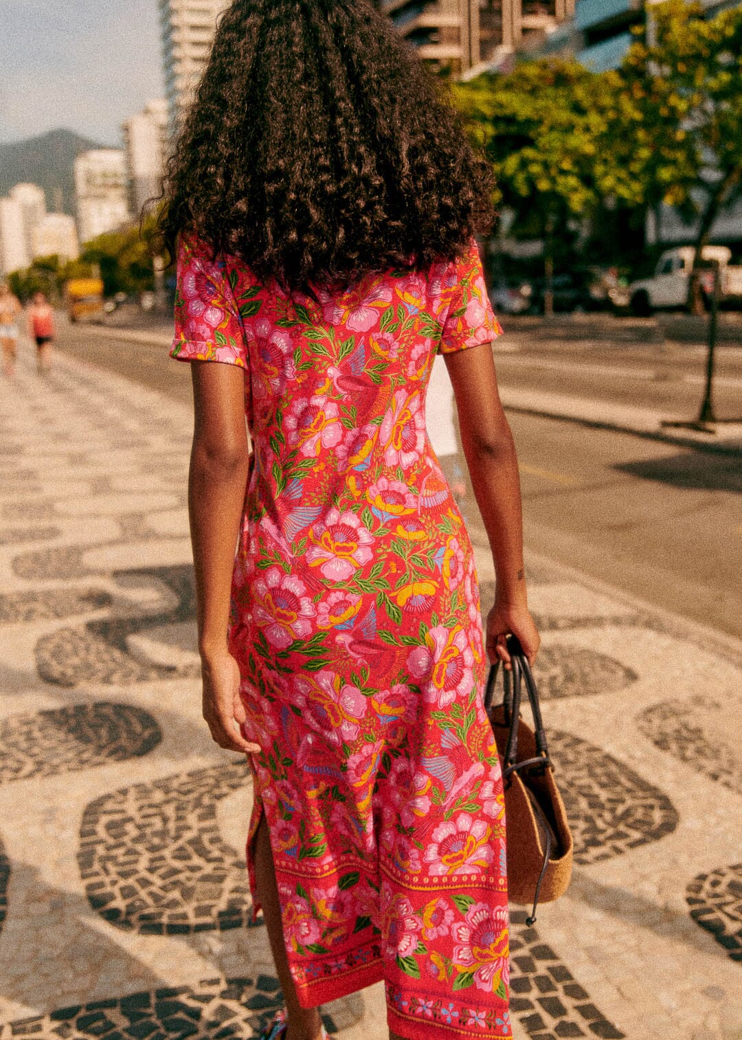 Macaw Flowers Red Pippa Midi Dress