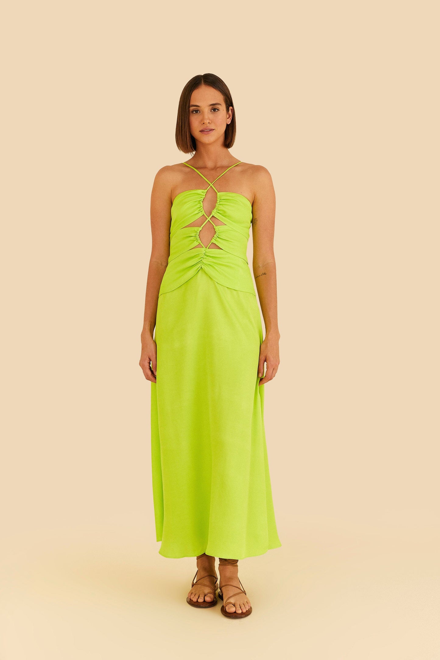 Lime Green  Lenzing™ Ecovero™ Viscose Sleeveless Midi Dress