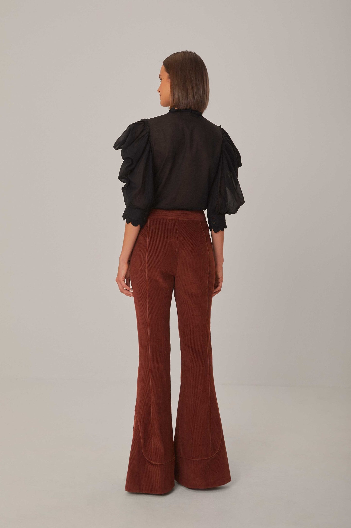 CHANCE Brown Corduroy Flare Trousers
