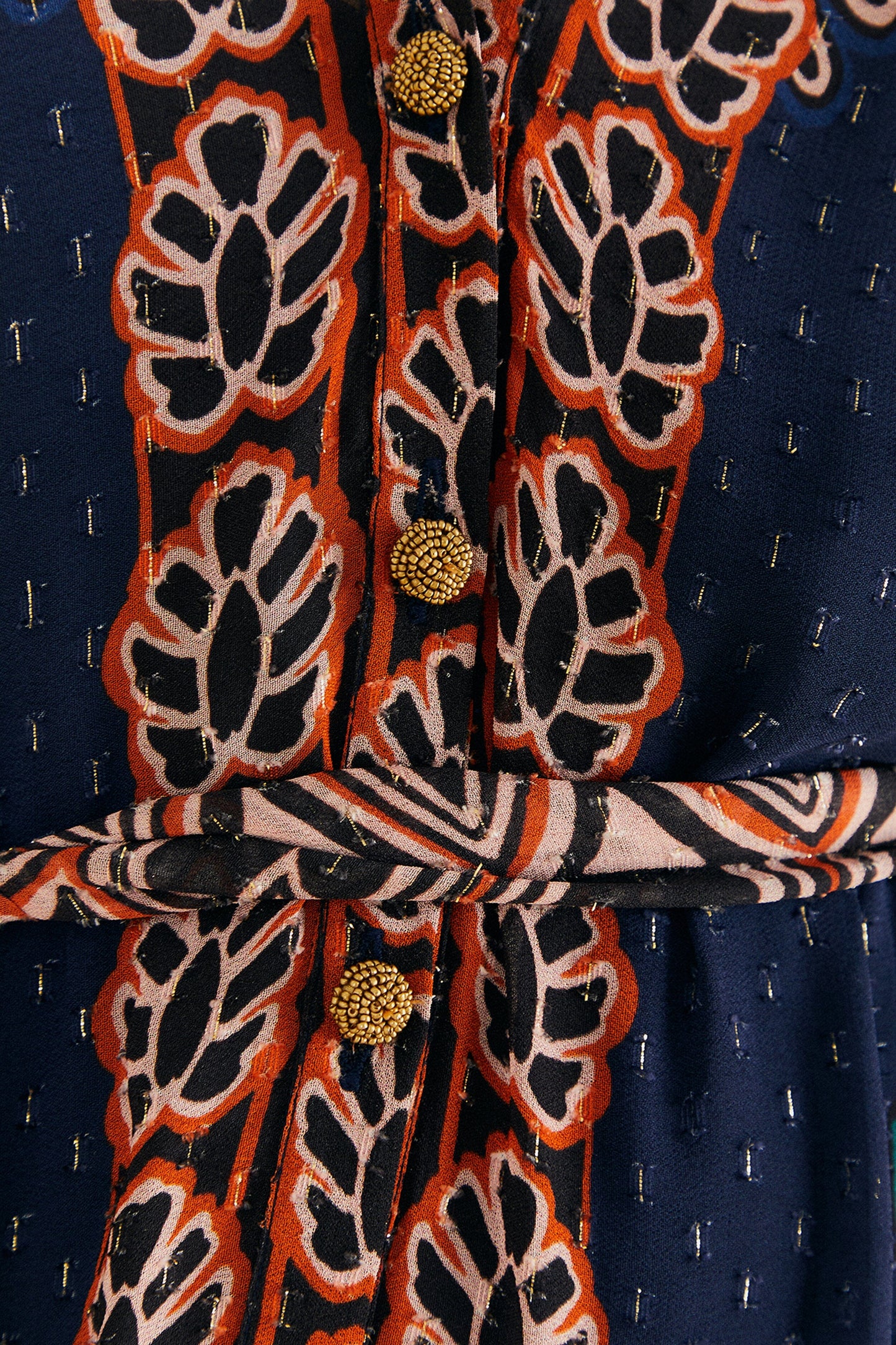 Orange Ainika Tapestry Slit Maxi Dress
