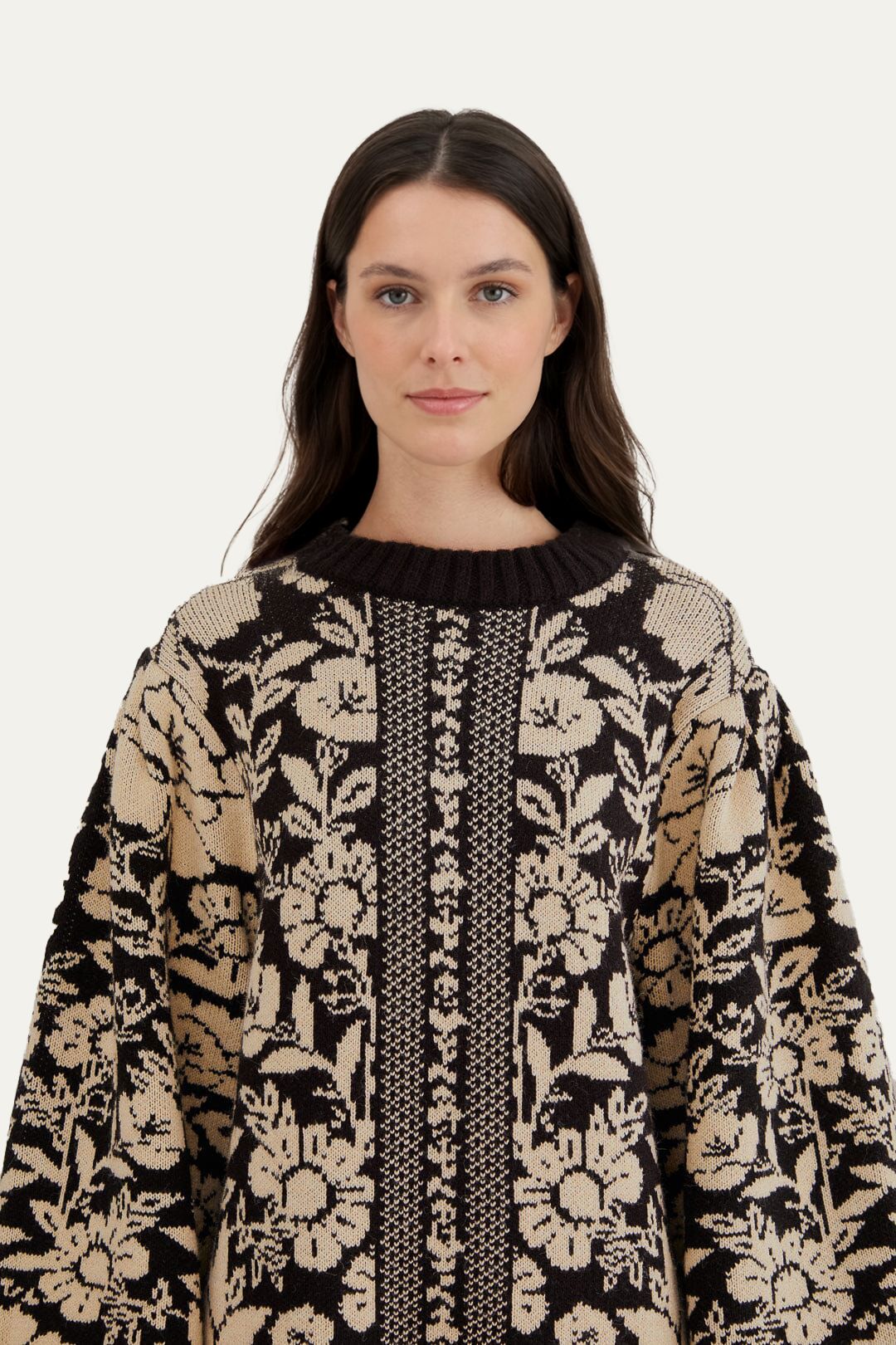 Black Pineapple Garden Mini Sweater Dress