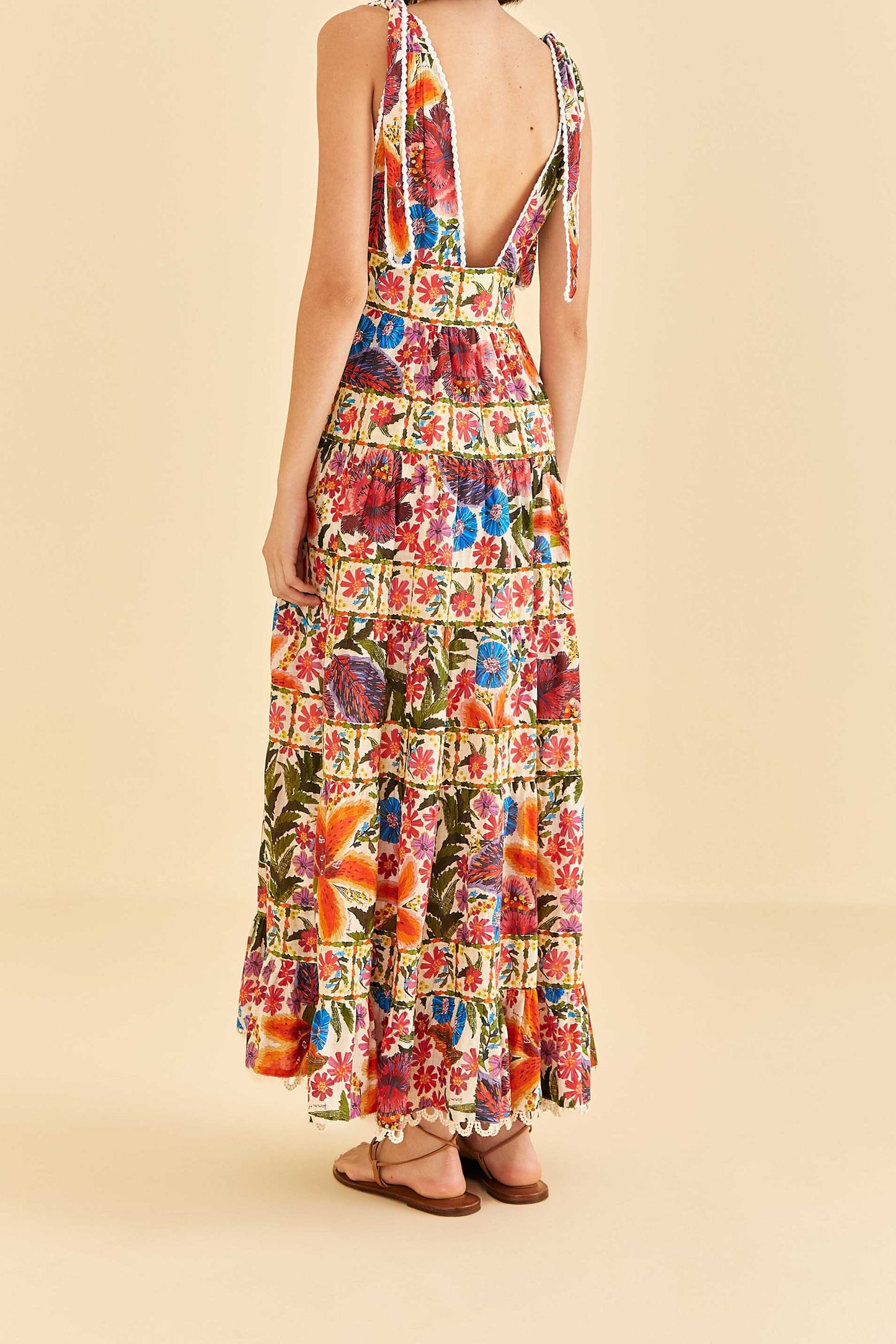 Off-White Tropical Yard Sleeveless Midi Dress