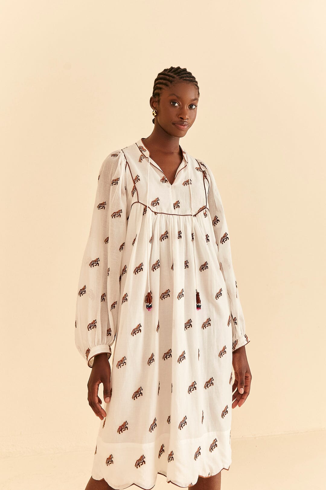 Off-White Embroidered Horses Midi Dress – FARM Rio