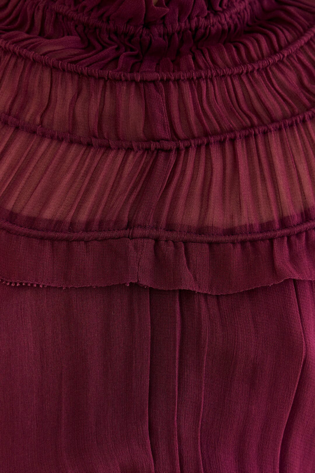 Burgundy Ruffle High Neck Blouse