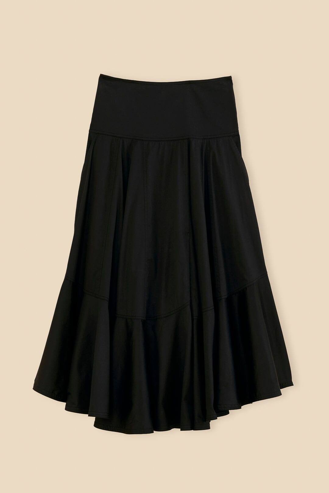 Black skirt outlet with ruffle