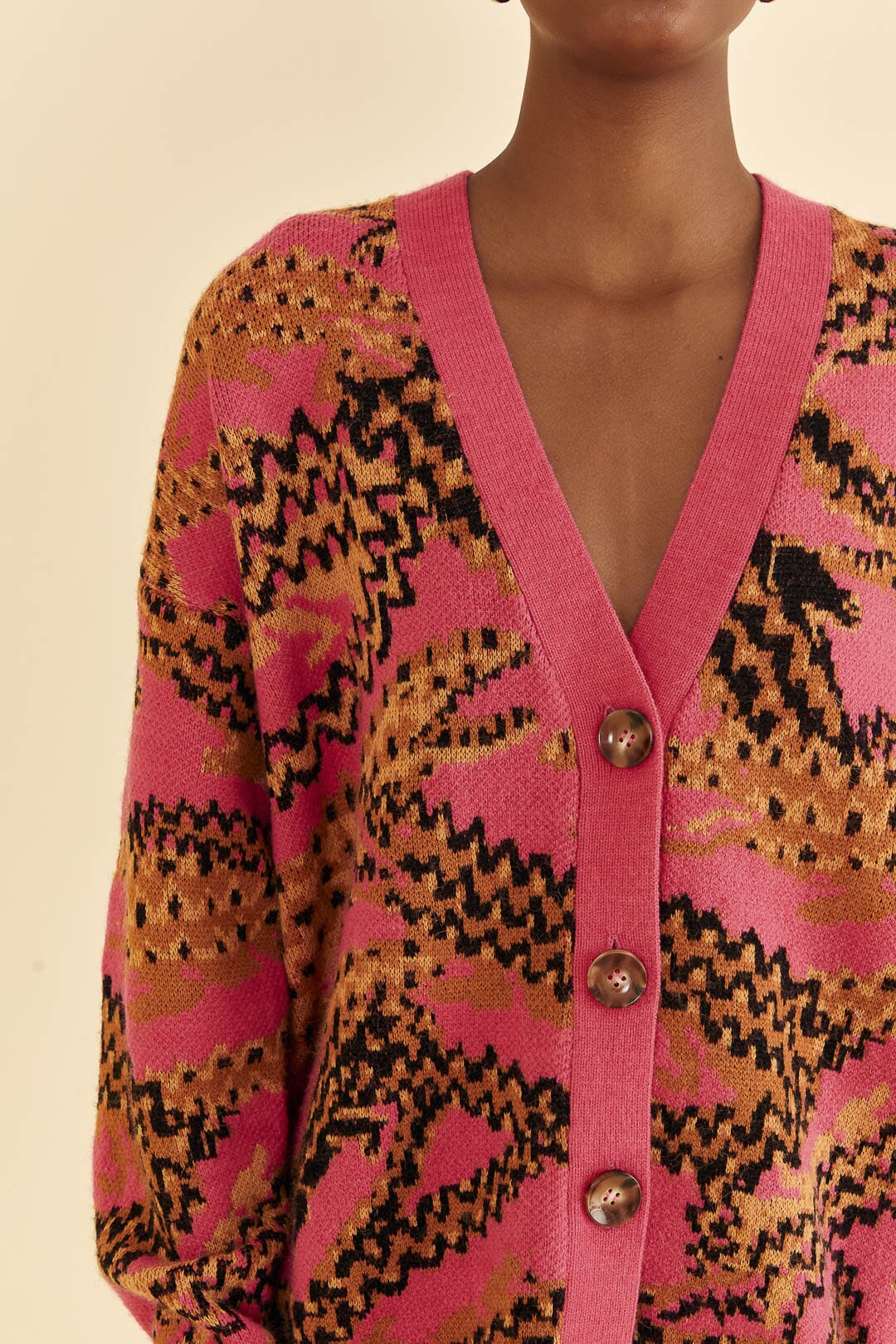 Pink Croco Knit Cardigan