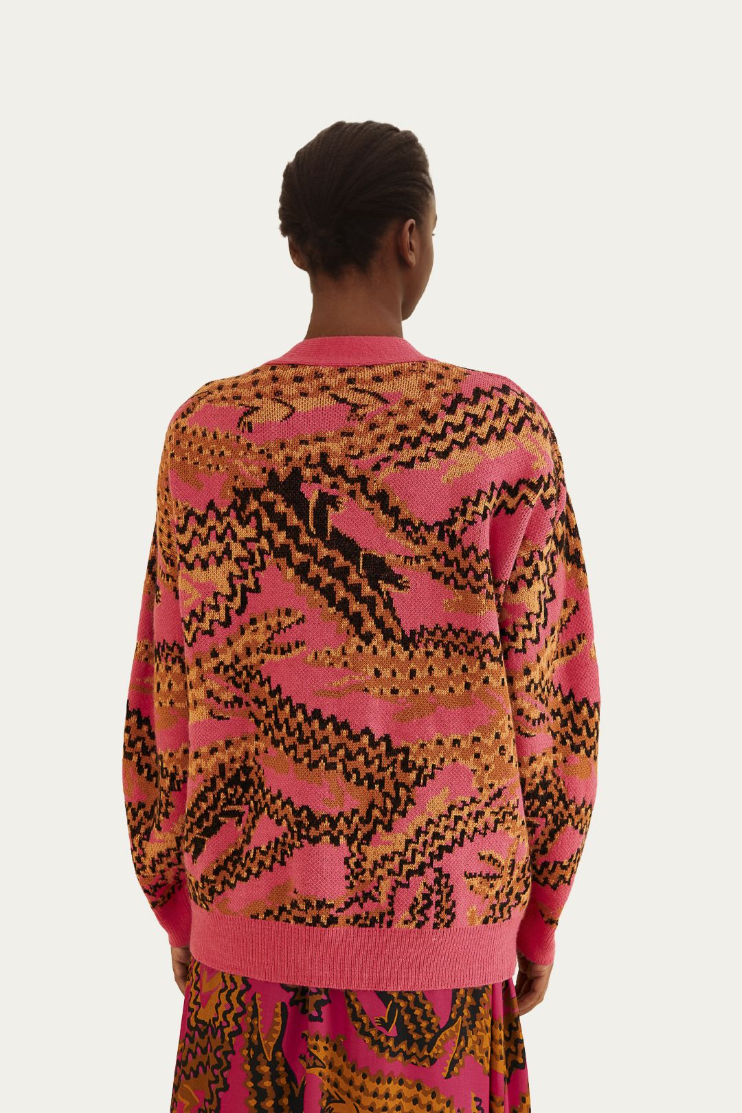Pink Croco Knit Cardigan