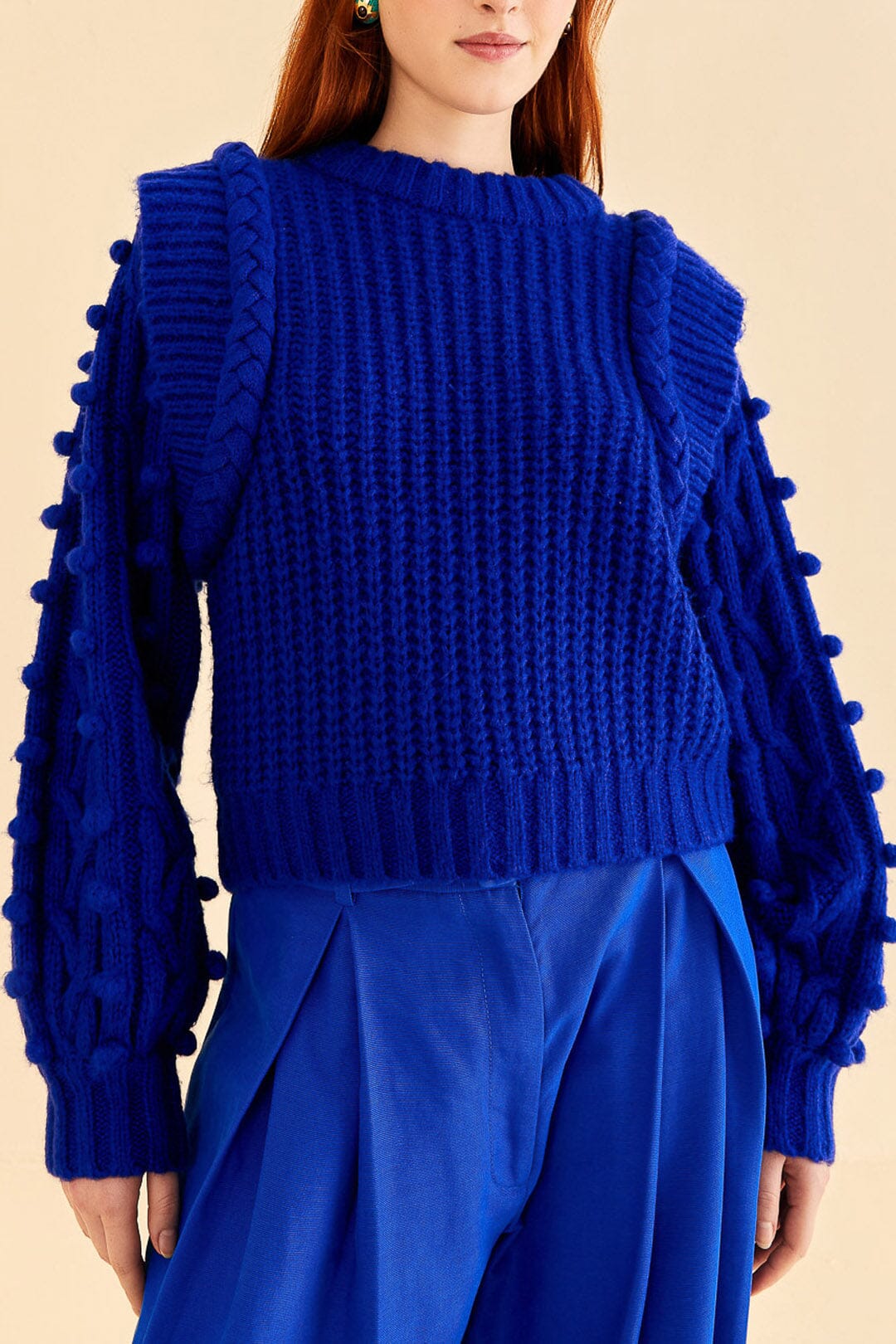 Blue Braided Sweater