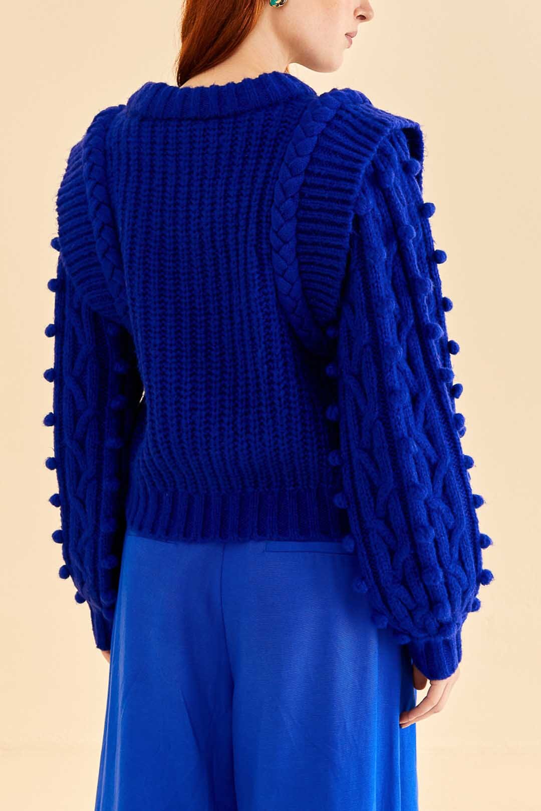 Blue Braided Sweater