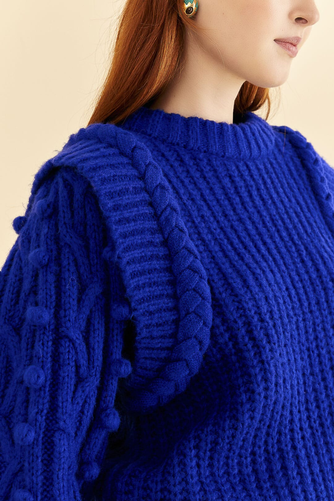 Blue Braided Sweater