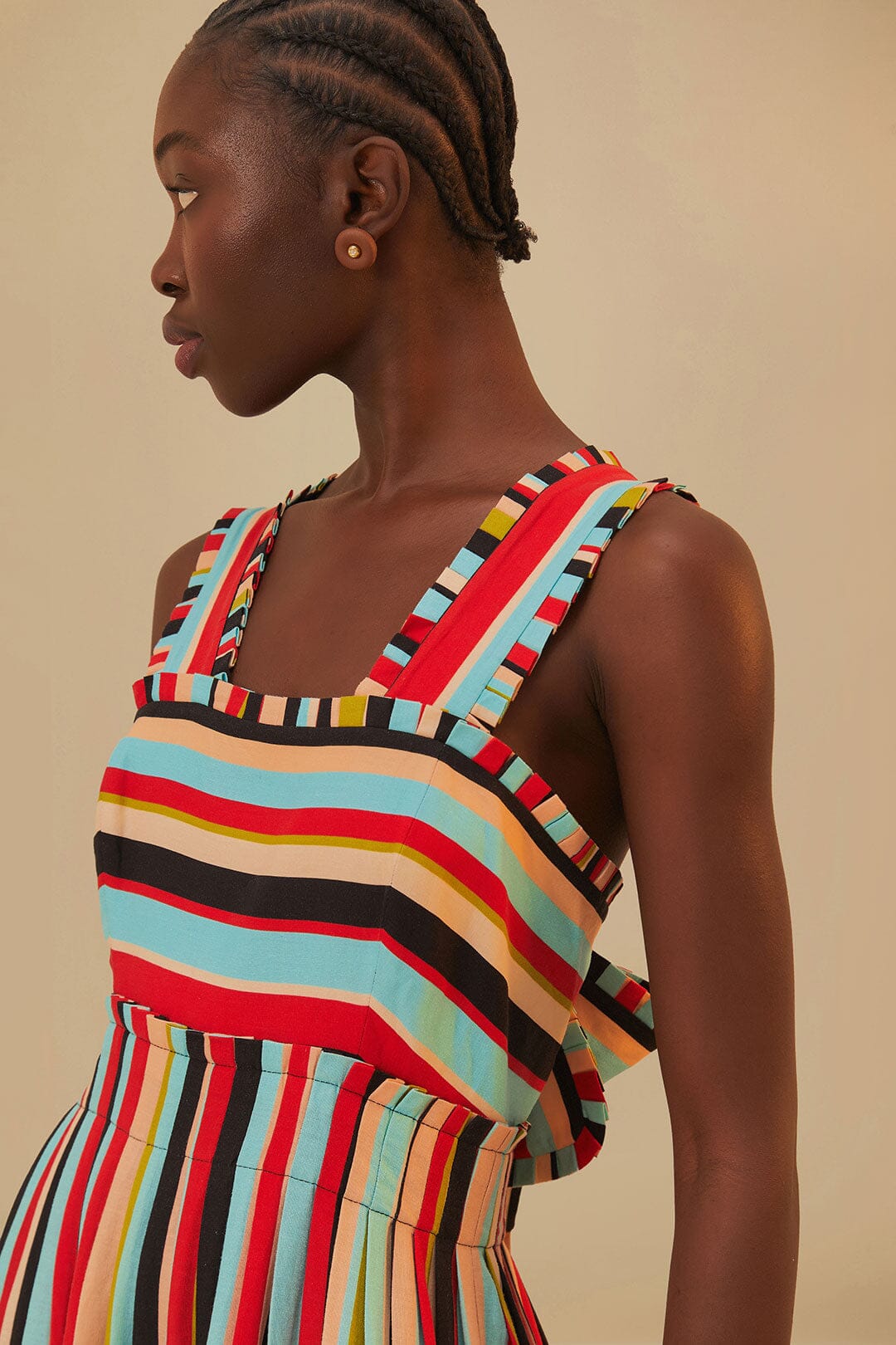 Color Stripes Sleeveless Maxi Dress