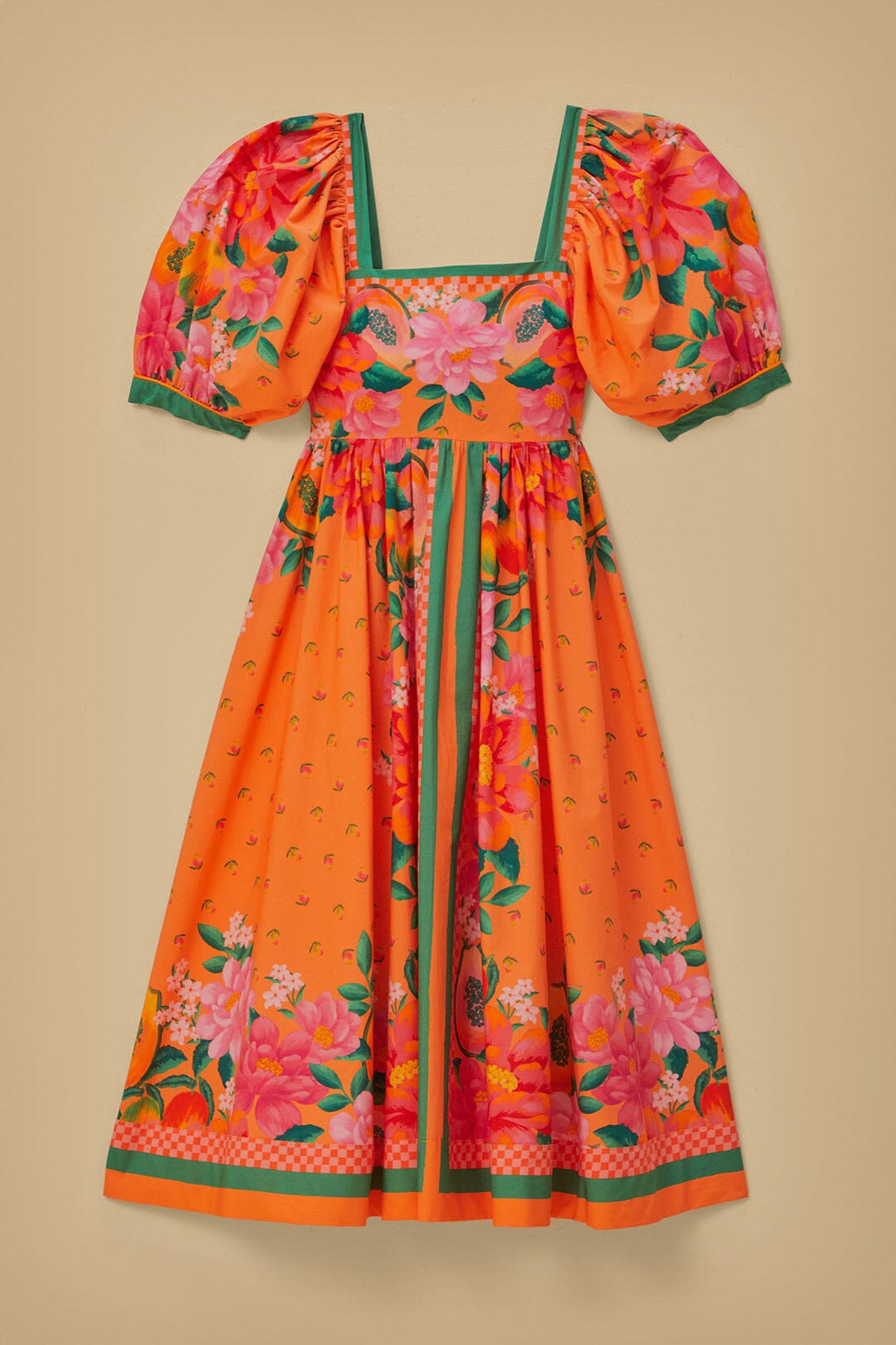 Orange Fruit Garden Scarf Midi Dress