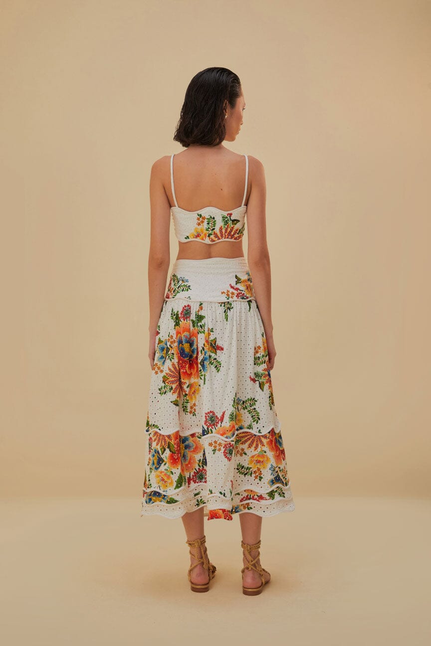 Off-White Delicate Garden Midi Skirt
