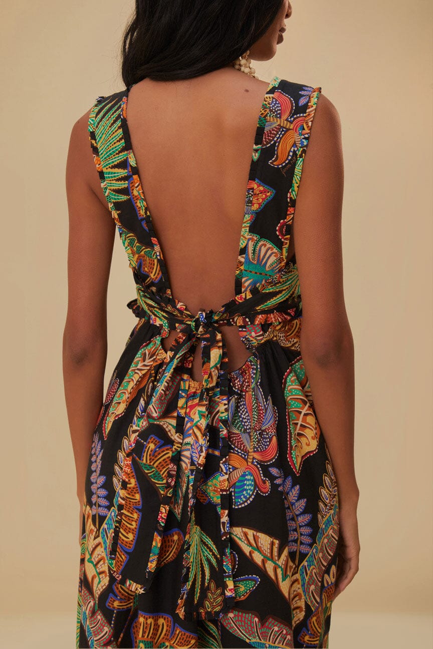 Cool Foliage Black Sleeveless Maxi Dress – FARM Rio
