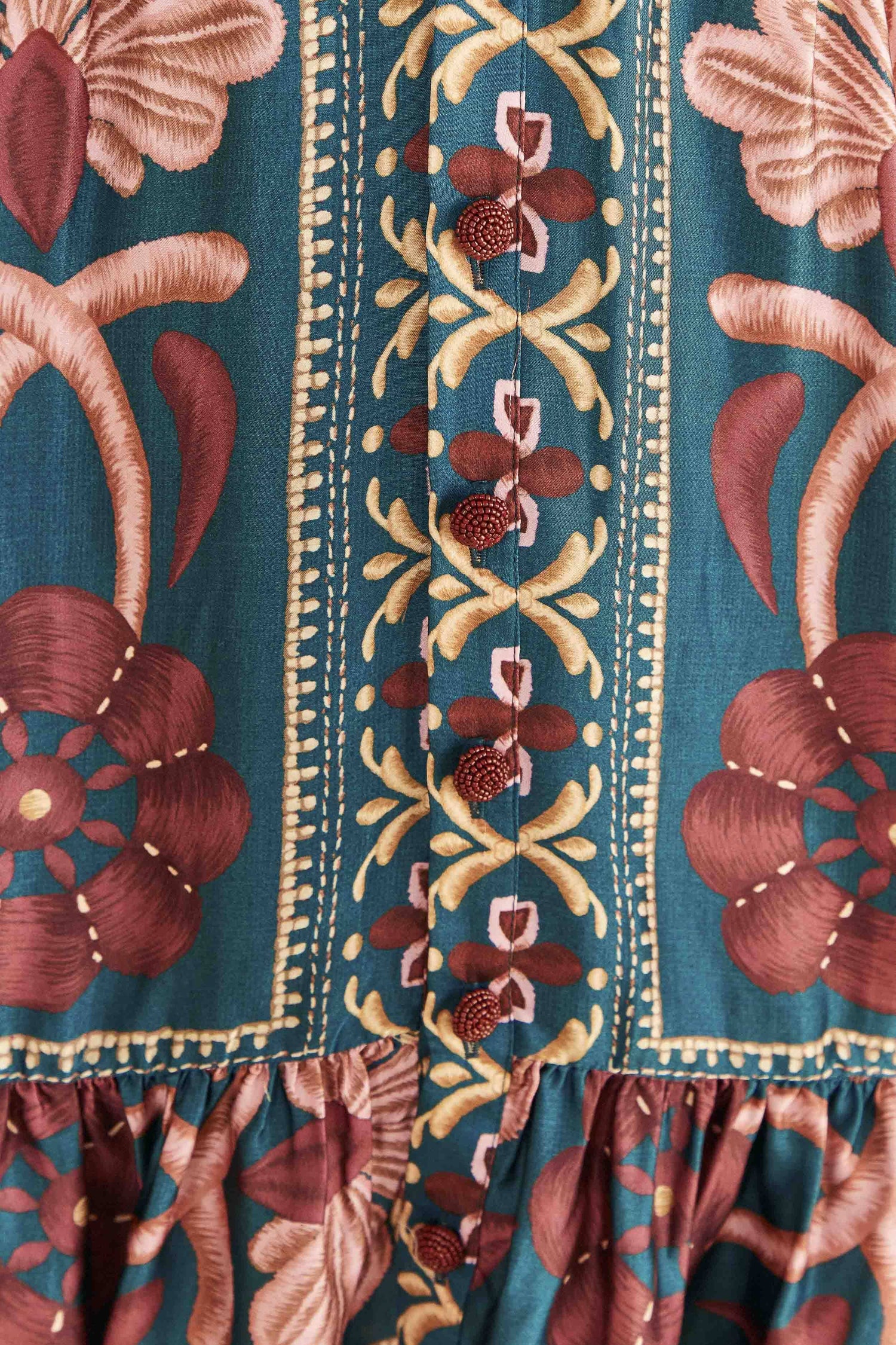Farm Rio Seashell Tapestry Shirt Teal / S