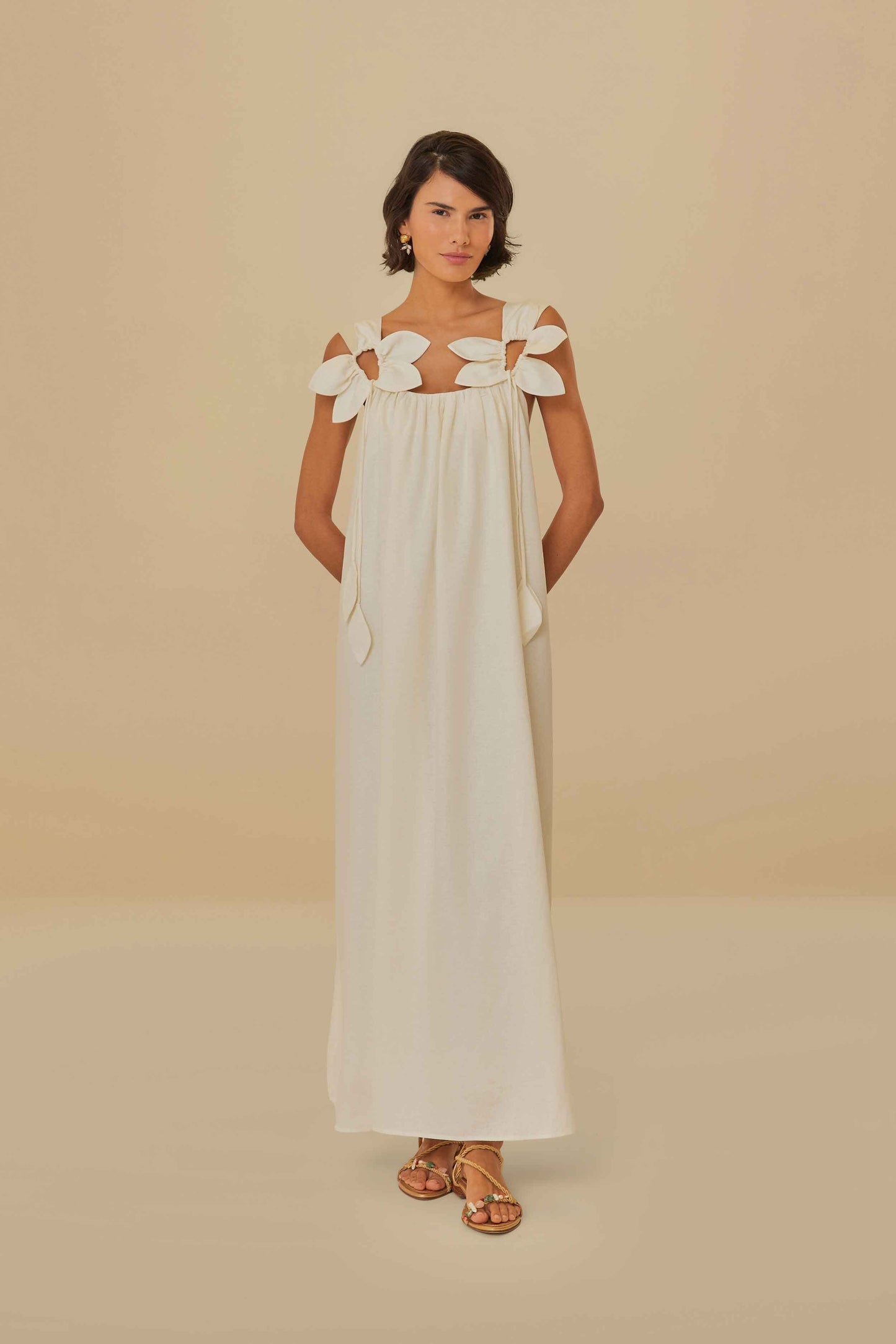 White Floral Details Lenzing™ Ecovero™ Euroflax™ Maxi Dress