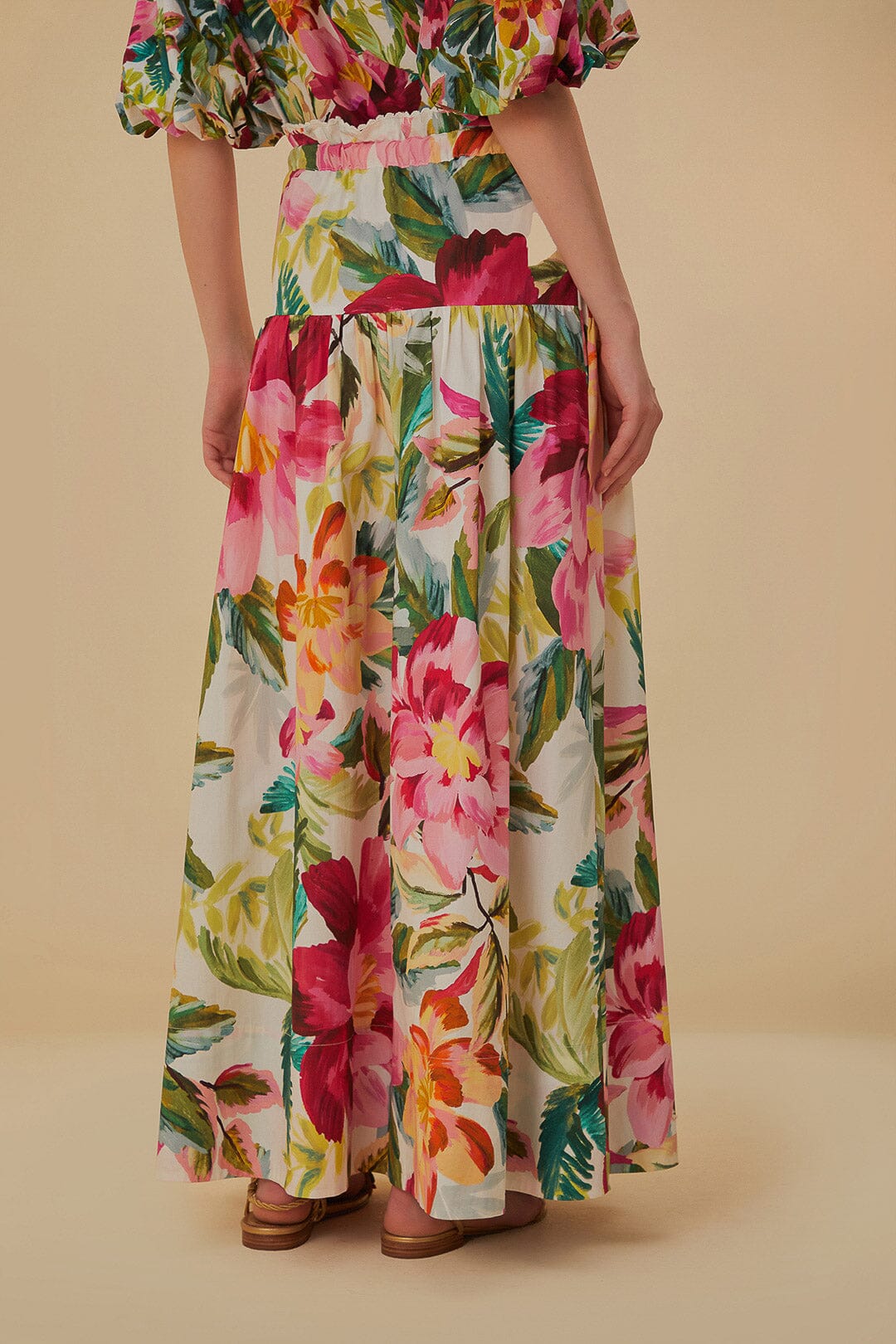 Off-White Painted Flowers Maxi Skirt
