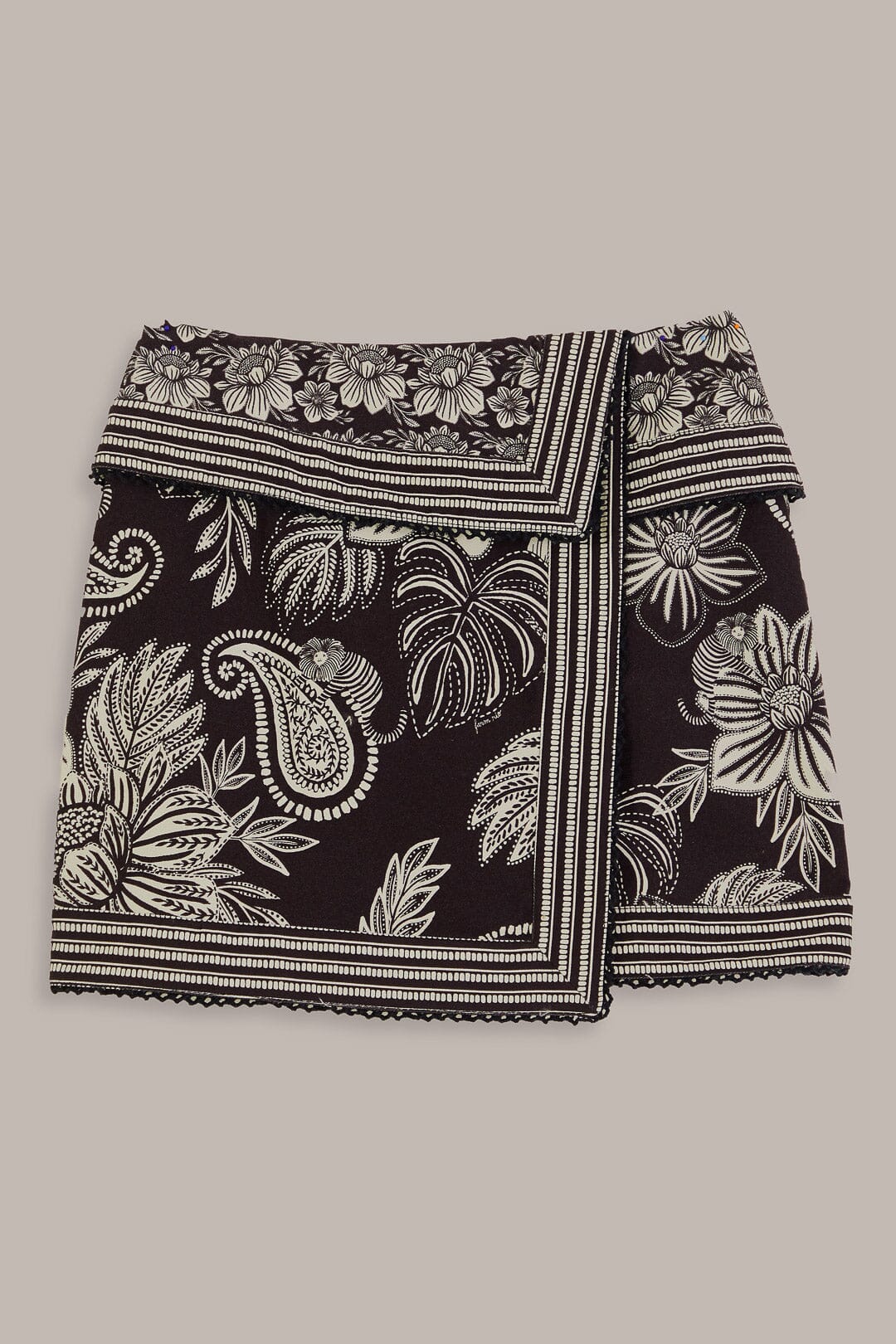 Black Paisley Bloom Mini Skirt