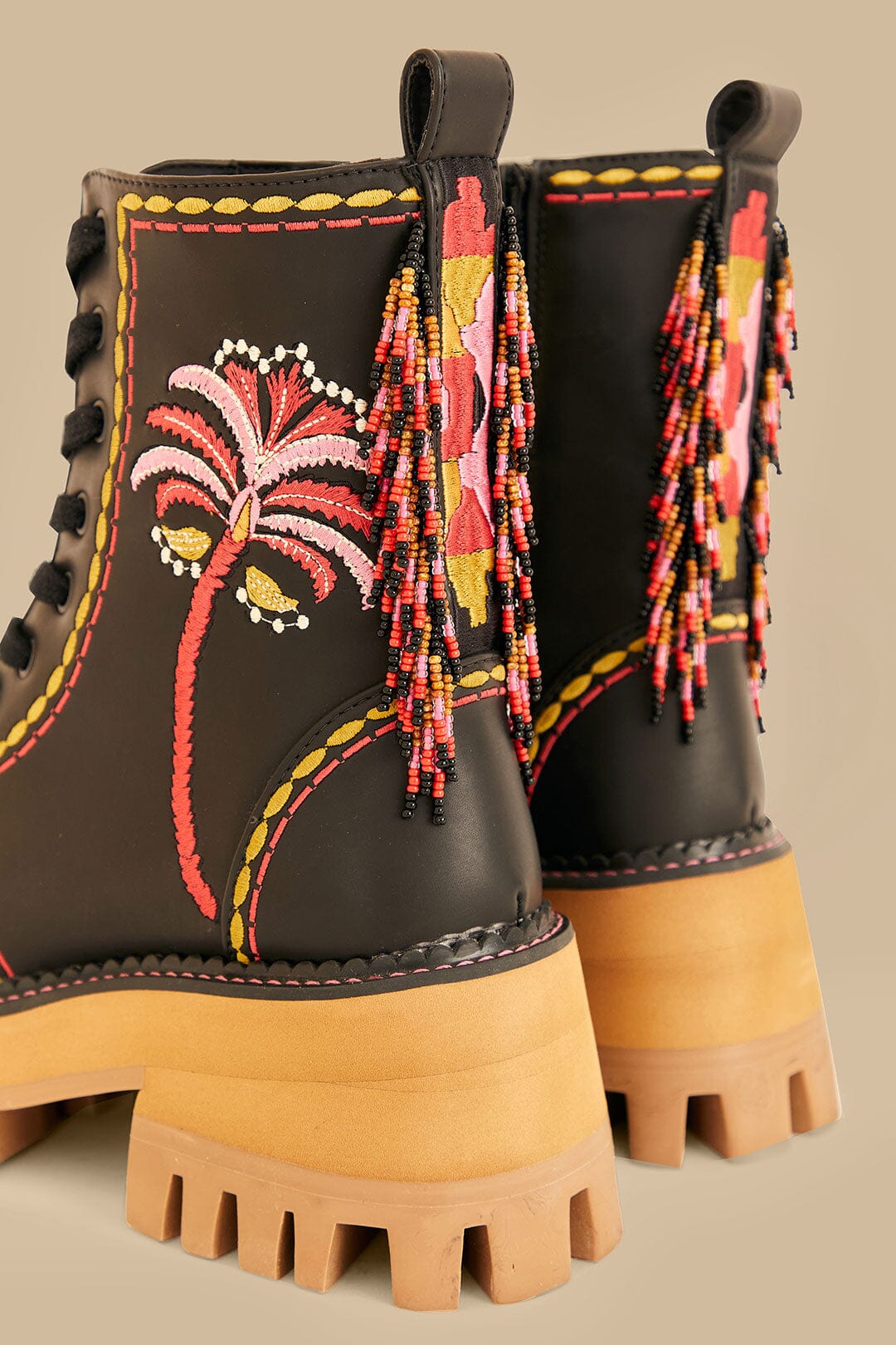 Black Embroidered Mid Boot