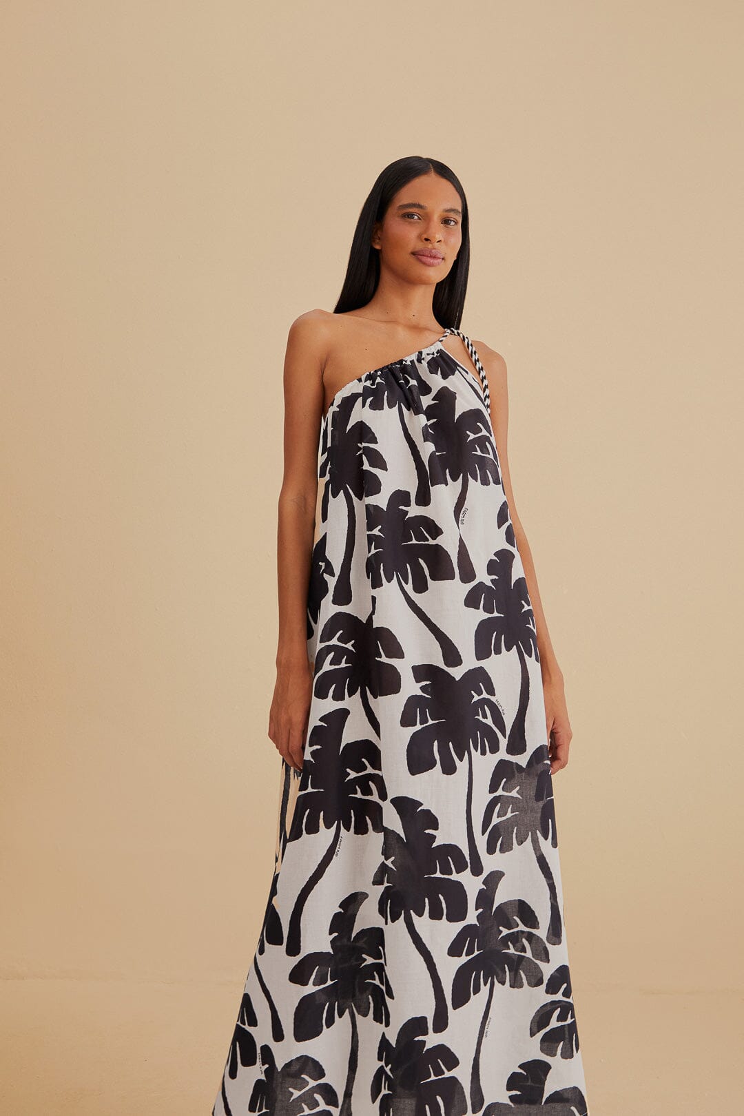 Plus Coconut Tree Print Belted Maxi Dress
