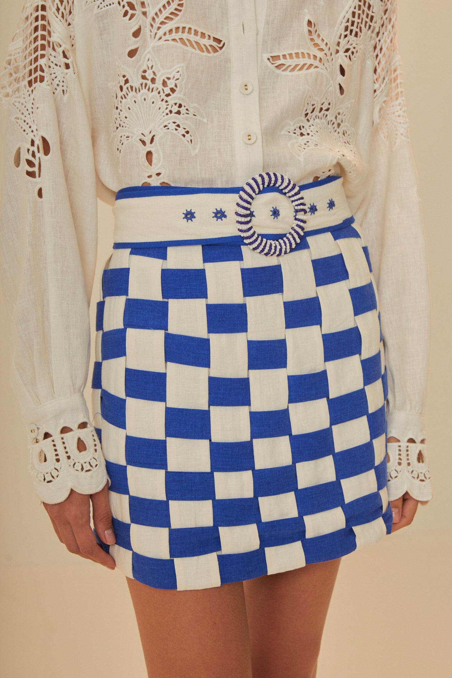 Bicolor Interweaving Euroflax™ Premium Linen Mini Skirt