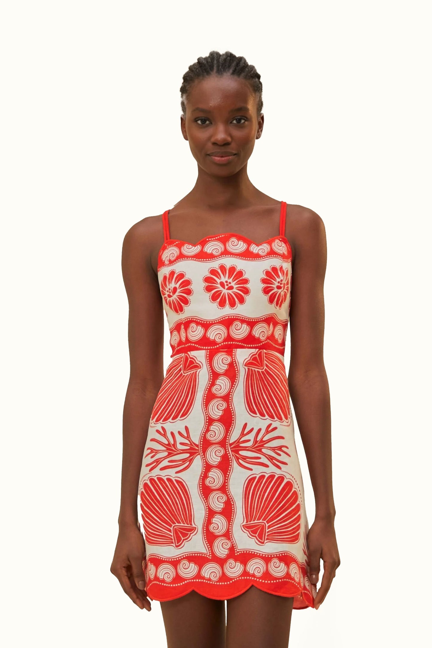 White Ainika Shell Euroflax™ Premium Linen Mini Dress