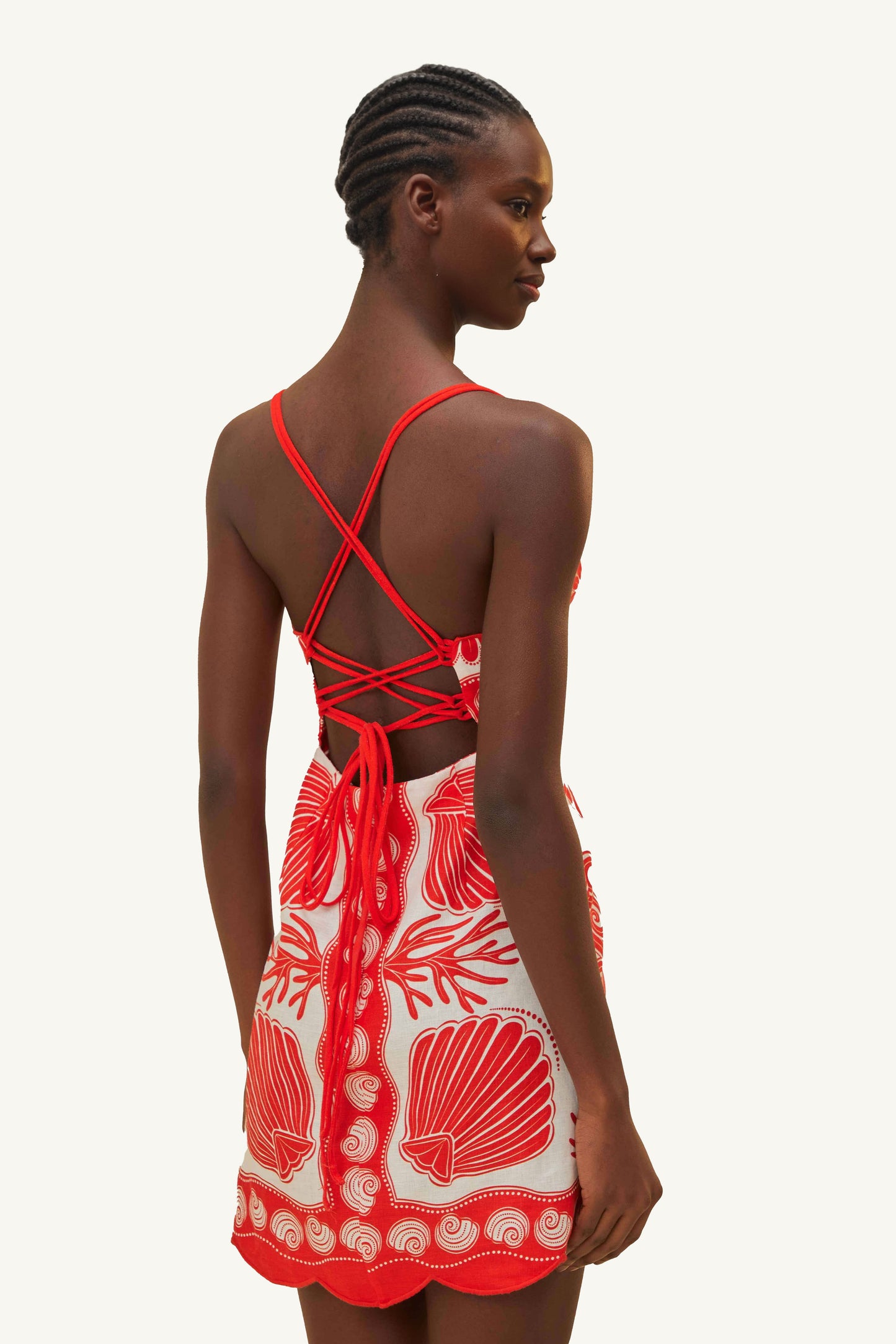 White Ainika Shell Euroflax™ Premium Linen Mini Dress