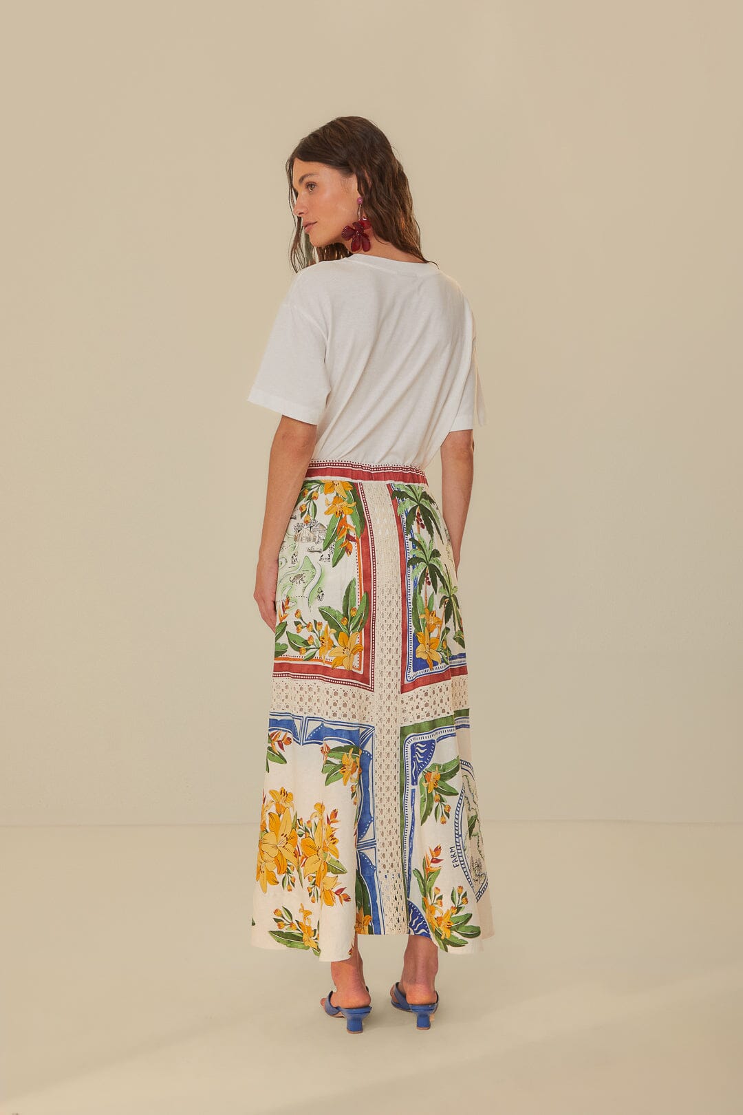 Off-White Tropical Destination LENZING™ ECOVERO™ Euroflax™ Midi Skirt