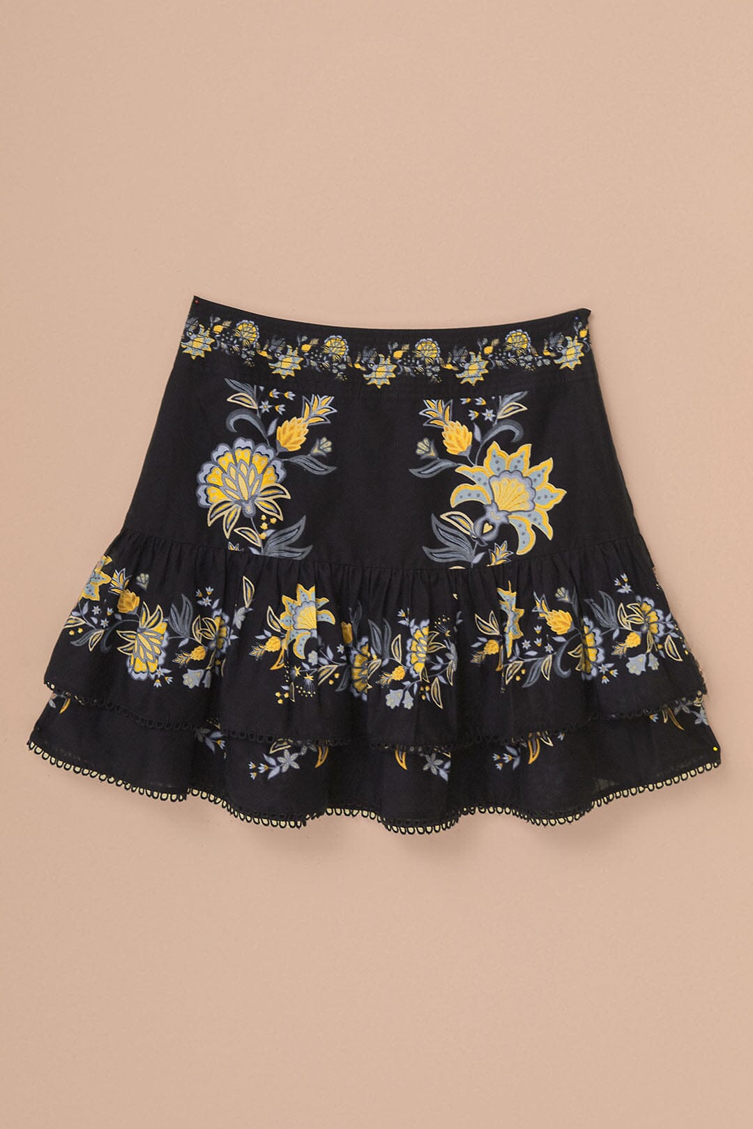 Black Stitched Garden Mini Skirt