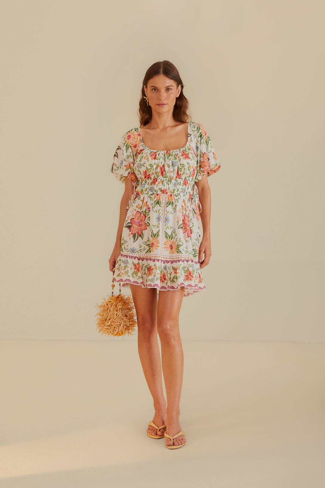 Off-White Bloom Garden Euroflax™Premium Linen Mini Dress