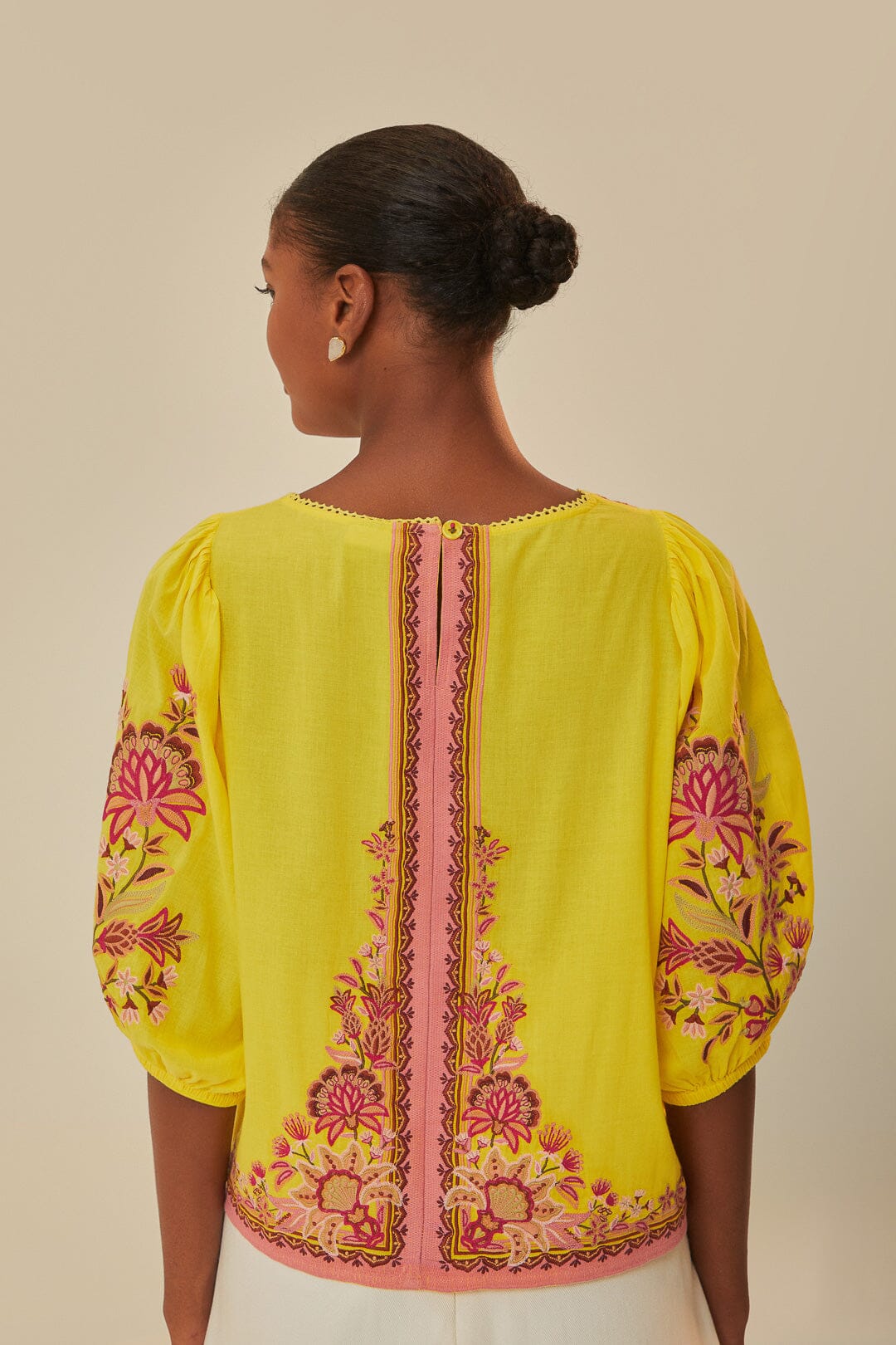 Yellow Garden Tapestry Embroidered Blouse