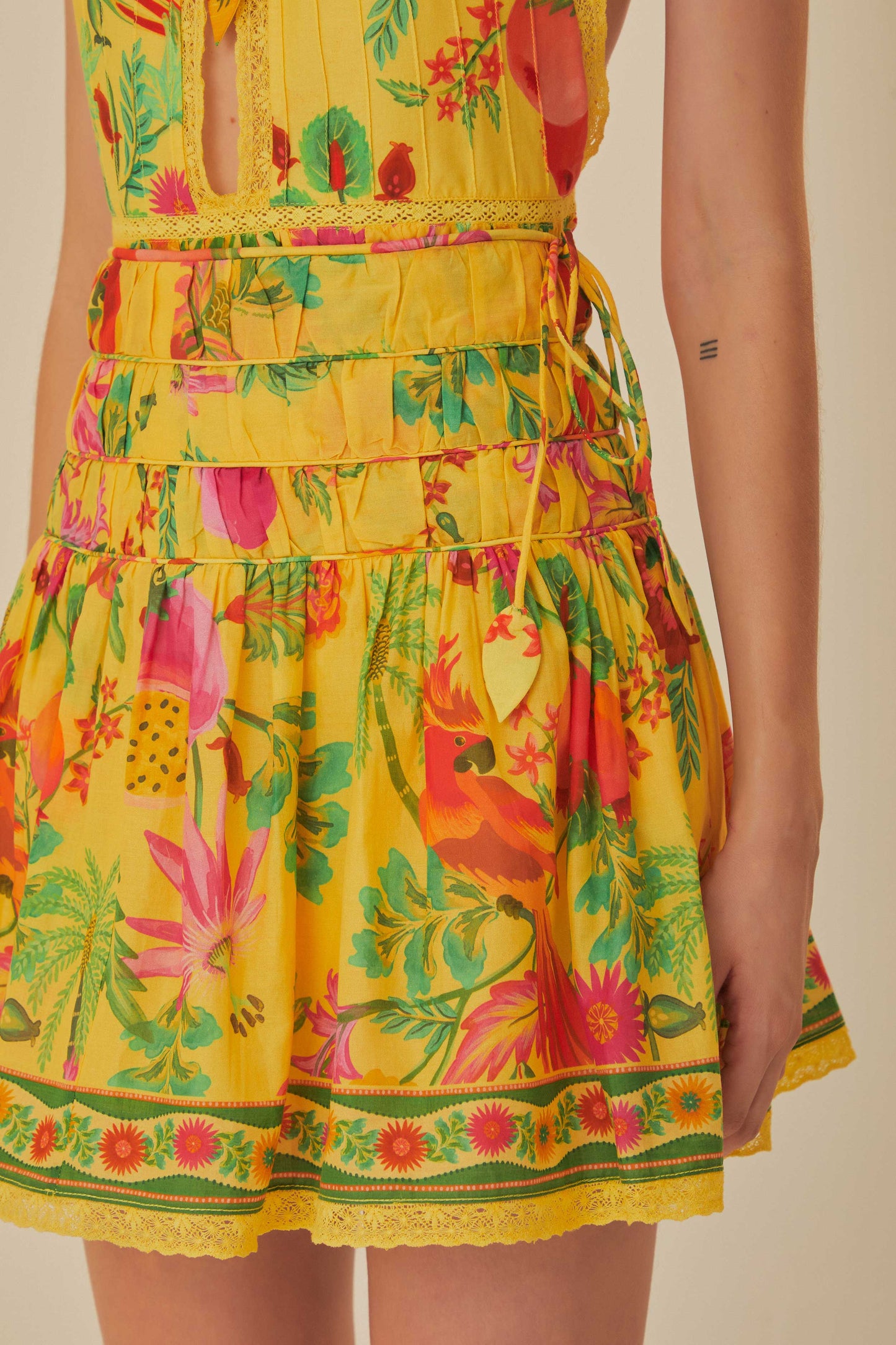 Yellow Delicate Fruit Garden Mini Skirt
